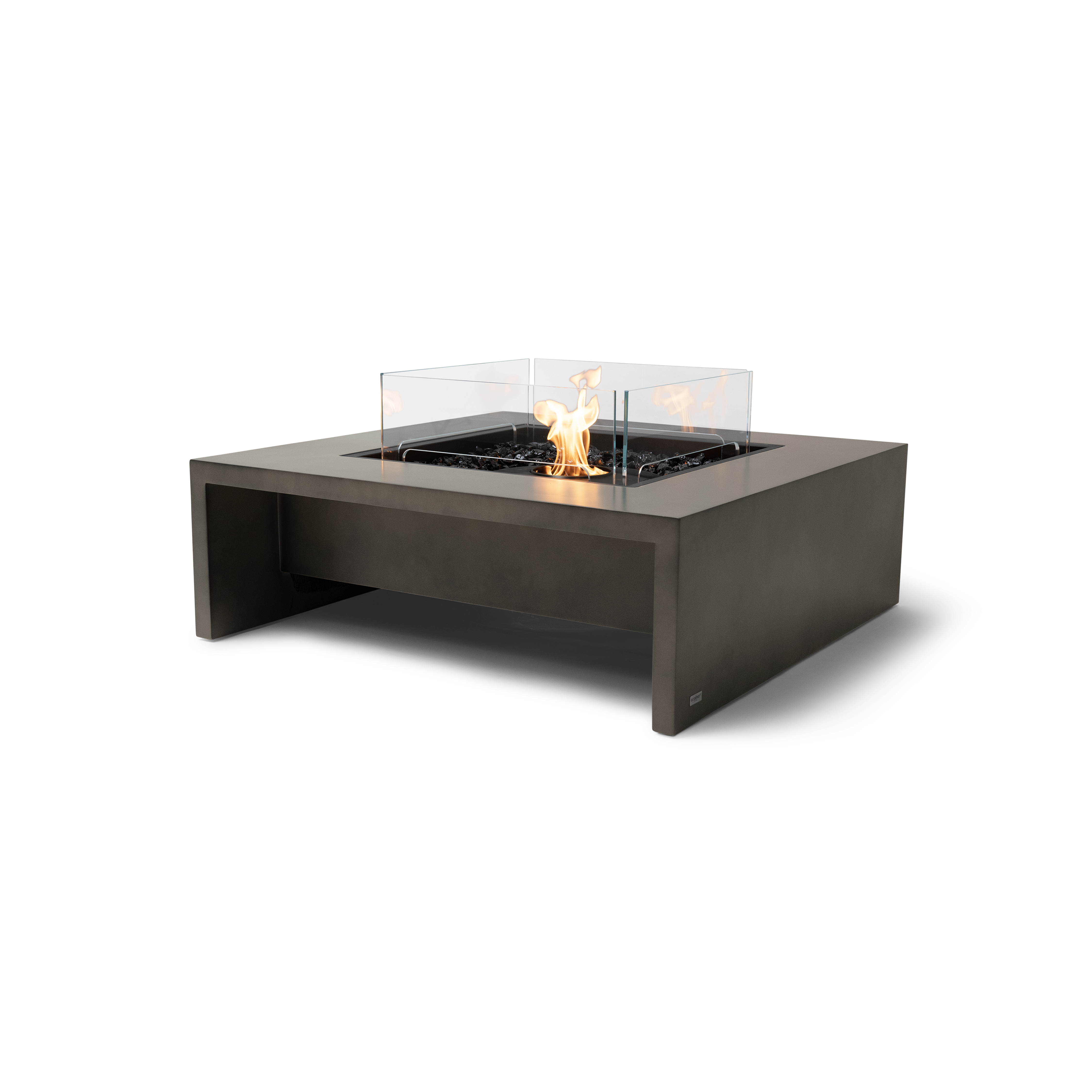 EcoSmart Fire Mojito 40" Natural Freestanding Outdoor Fire Table with Black Burner and Waterfall Edge Design by MAD Design Group