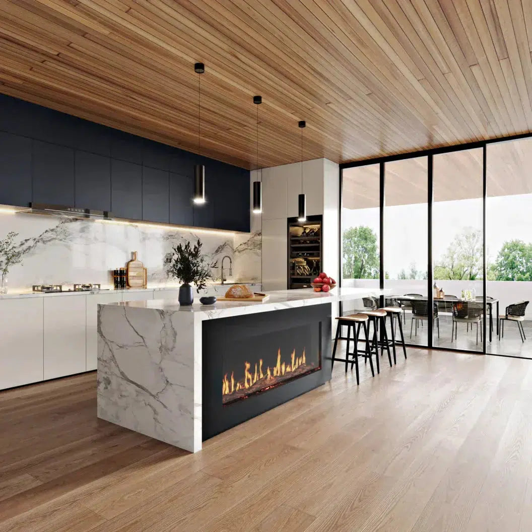 EcoSmart Fire Motion 100" Black Right Corner Electric Fireplace with Motion Picture Flame Technology by MAD Design Group
