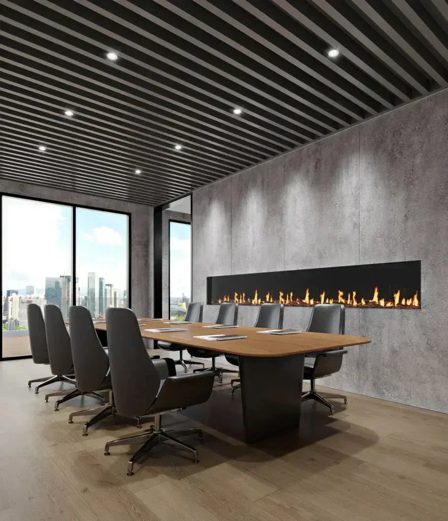 EcoSmart Fire Motion 100" Black Single-Sided Electric Fireplace with Motion Picture Flame Technology by MAD Design Group
