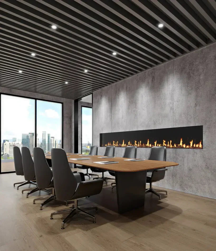 EcoSmart Fire Motion 30" Black Bay Electric Fireplace with Motion Picture Flame Technology by MAD Design Group