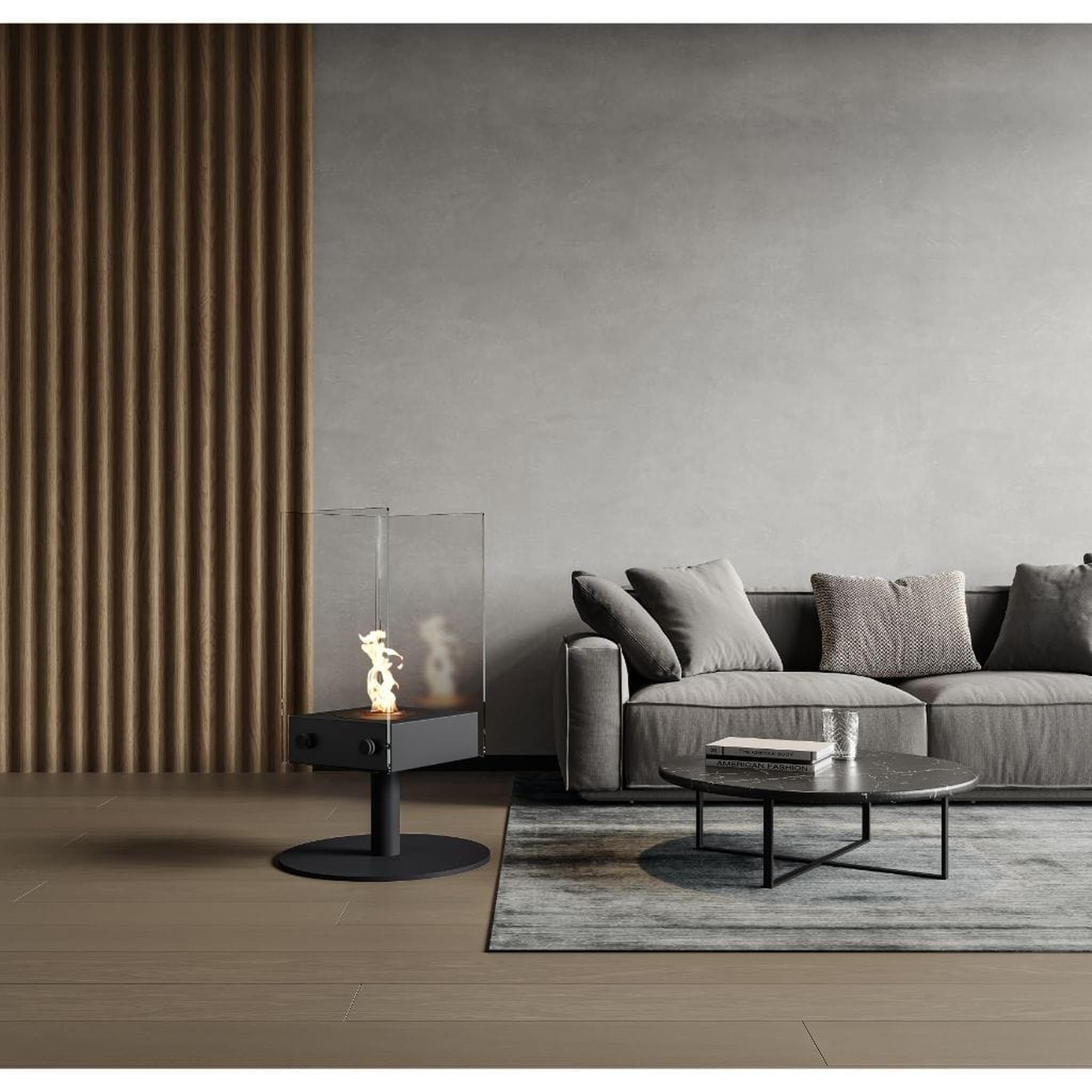 EcoSmart Fire Orbit 38" Black Freestanding Designer Fireplace with AB3 Ethanol Burner by MAD Design Group