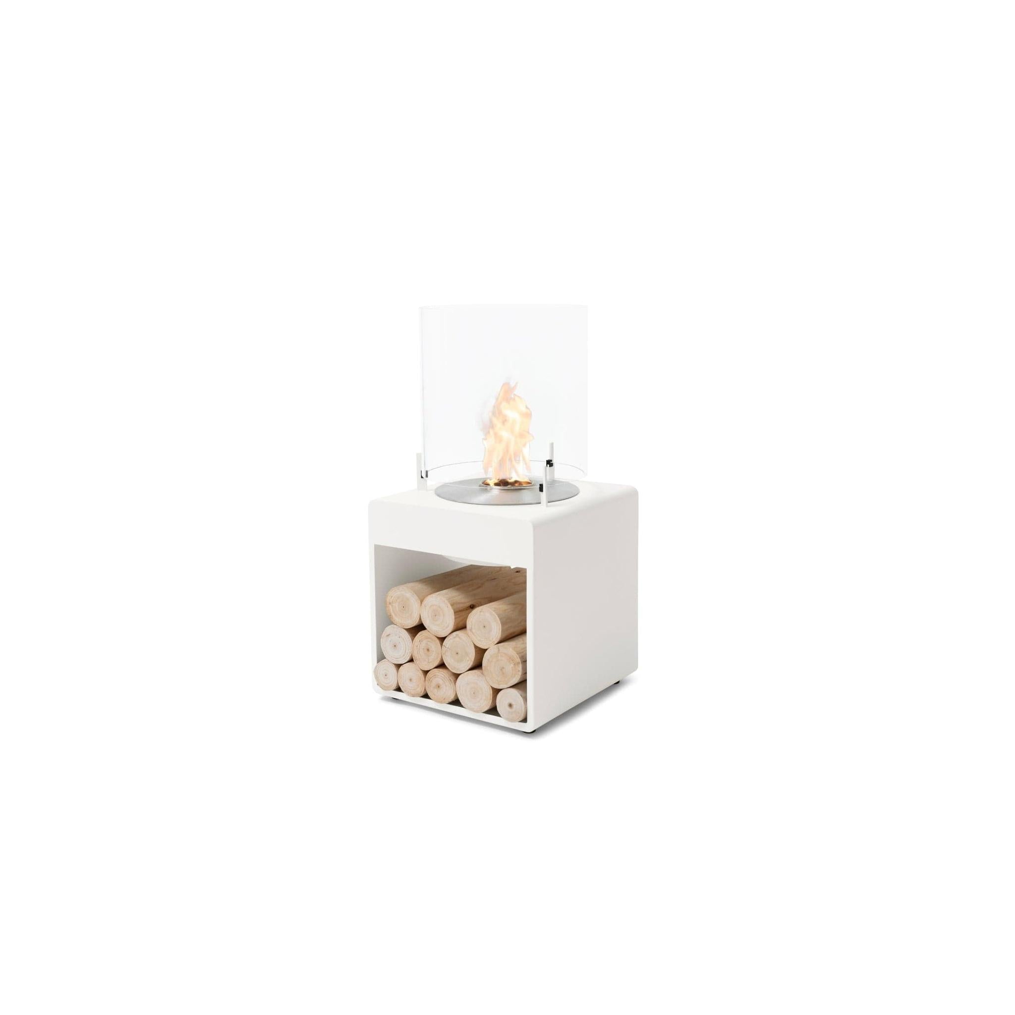 EcoSmart Fire POP 3L 27" White Retro-Style Freestanding Fireplace with Stainless Steel Burner by MAD Design Group