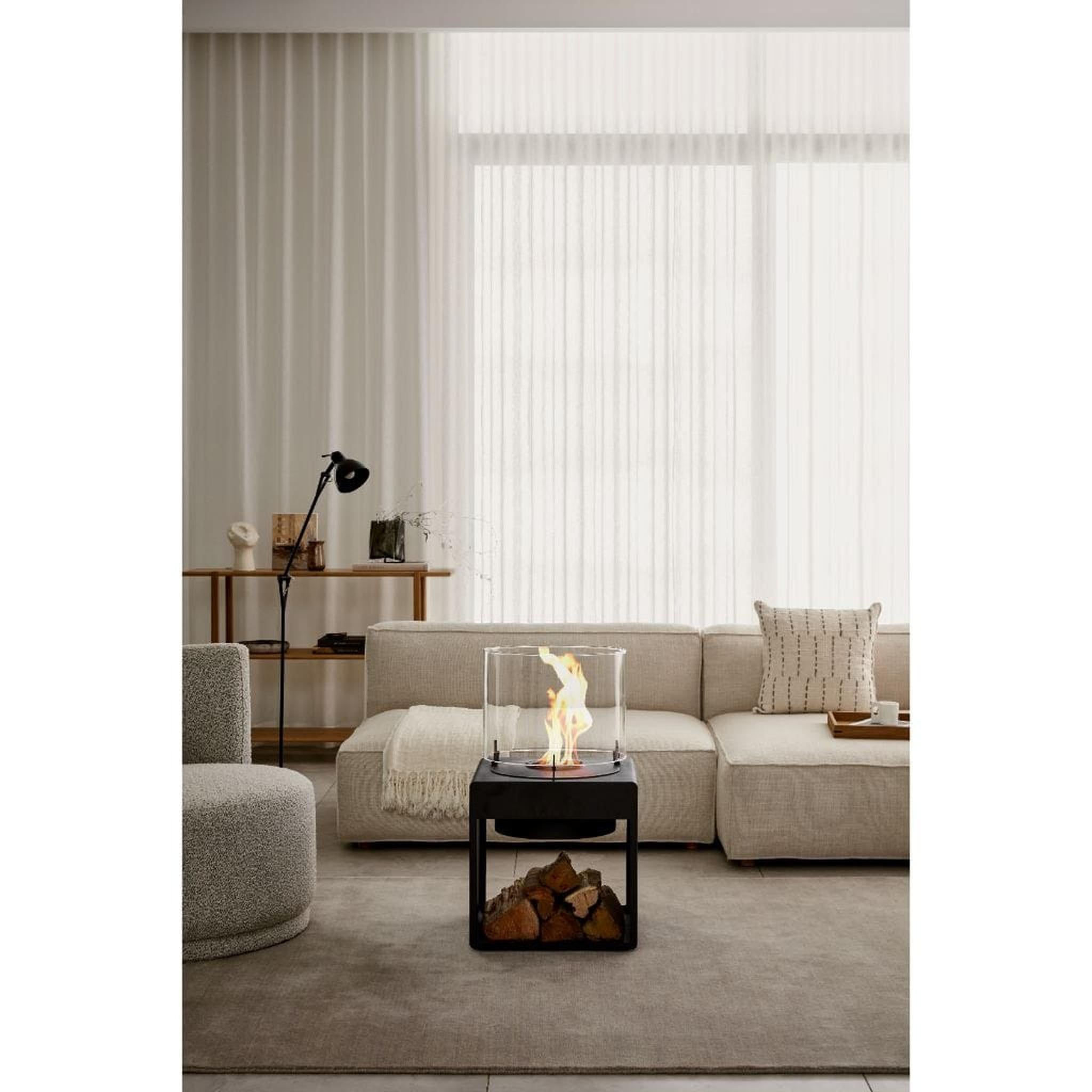 EcoSmart Fire POP 8L 31" Black Freestanding Fireplace with Modern Retro Design & Black Burner by MAD Design Group