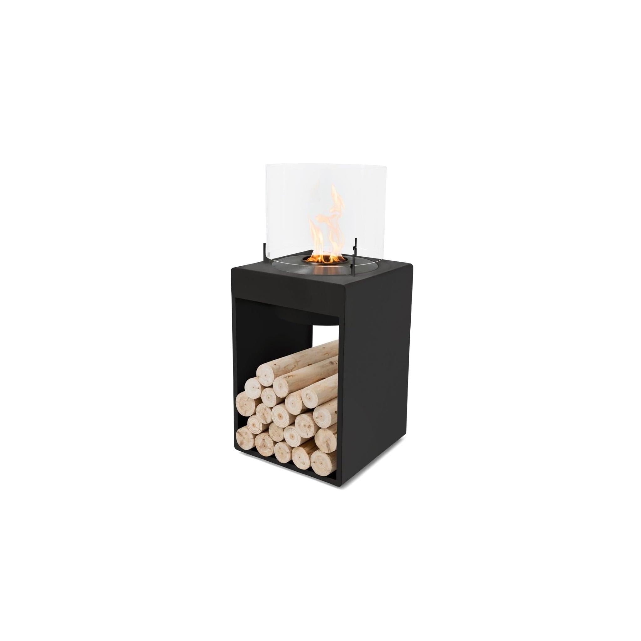 EcoSmart Fire POP 8T 39" Black Freestanding Fireplace with Modern Retro Design & Black Burner by MAD Design Group