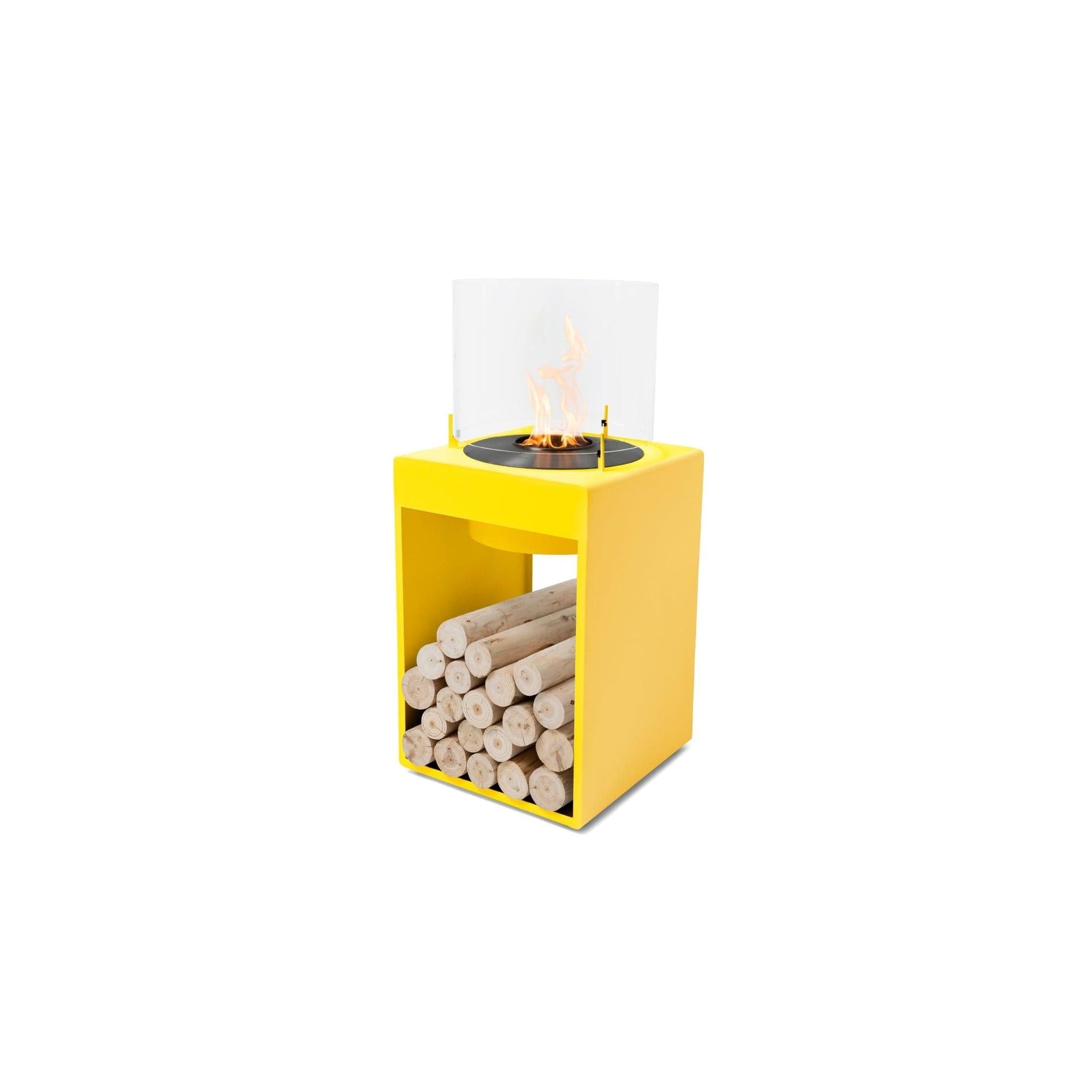 EcoSmart Fire POP 8T 39" Yellow Freestanding Fireplace with Retro-Inspired Design & Black Burner by MAD Design Group