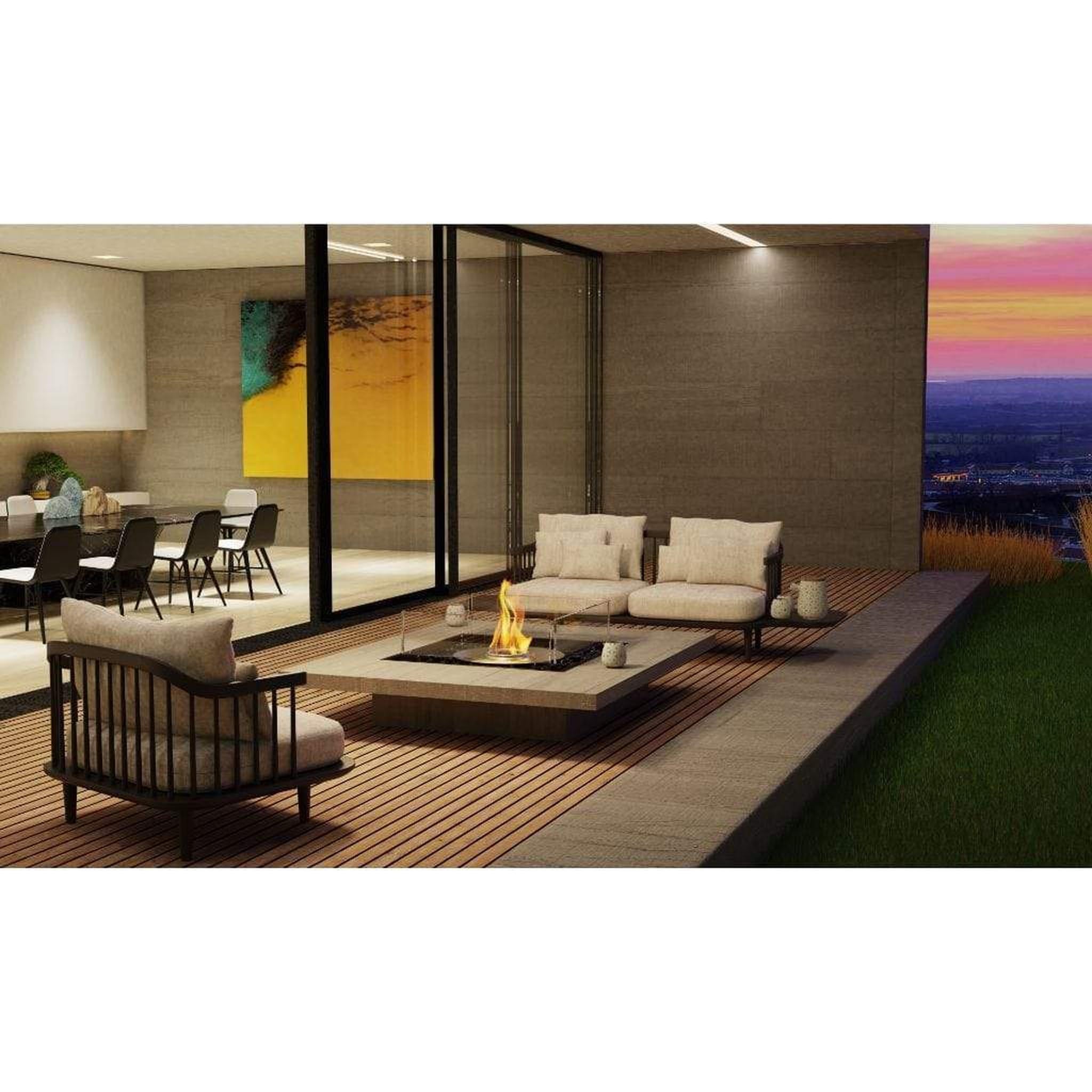 EcoSmart Fire Square 22 24" Black Outdoor Fire Pit Kit with Gas LP/NG Burner – Versatile Patio Heating by Mad Design Group
