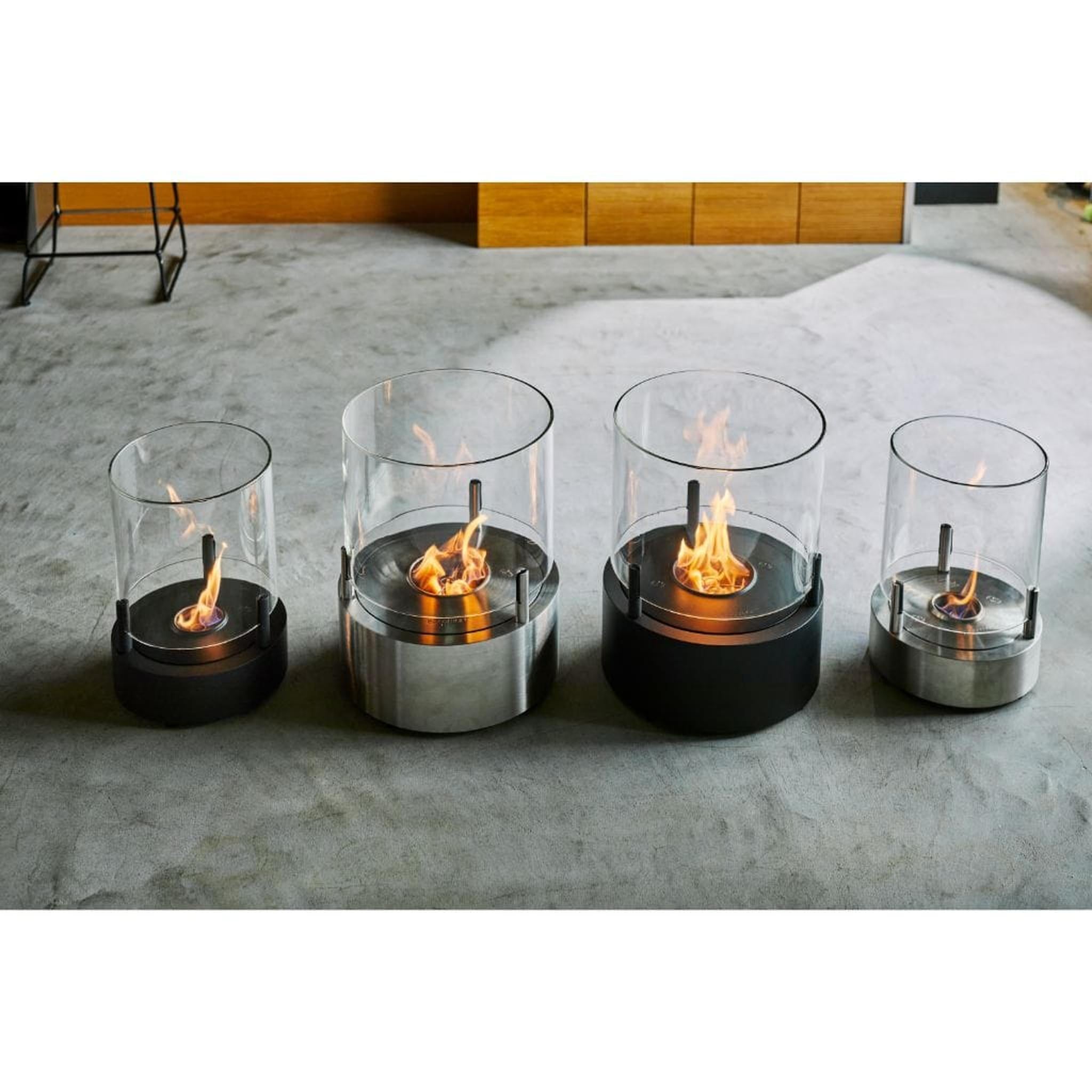 EcoSmart Fire T-Lite 3 18" Stainless Steel Freestanding Designer Fireplace with Hypnotic Dancing Flame by MAD Design Group