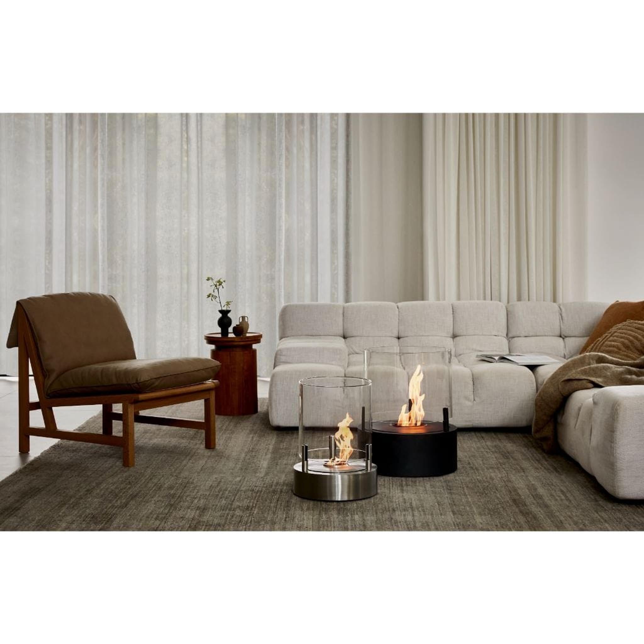 EcoSmart Fire T-Lite 8 21" Black Freestanding Designer Fireplace with Hypnotic Dancing Flame by MAD Design Group