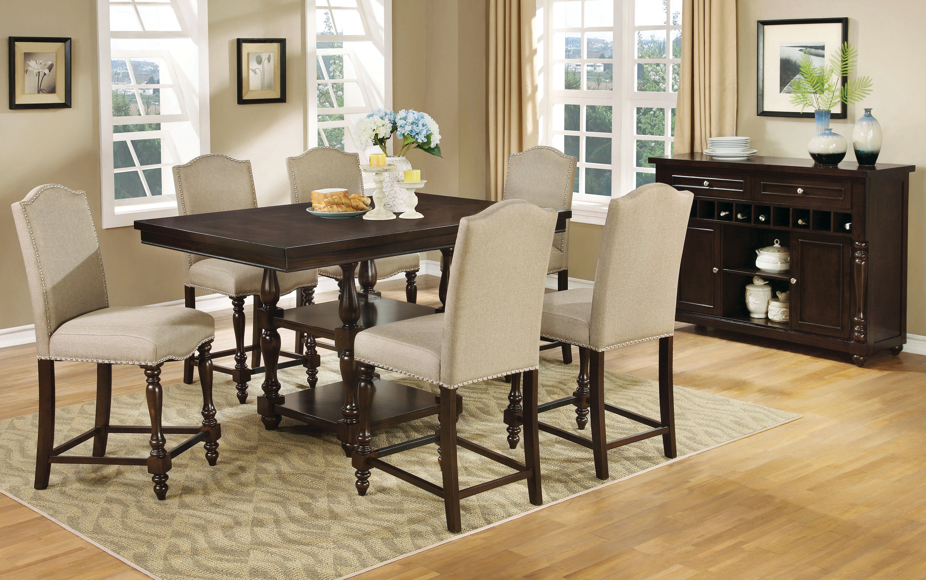 Roselyn Cottage 2-Shelf Counter Height Table