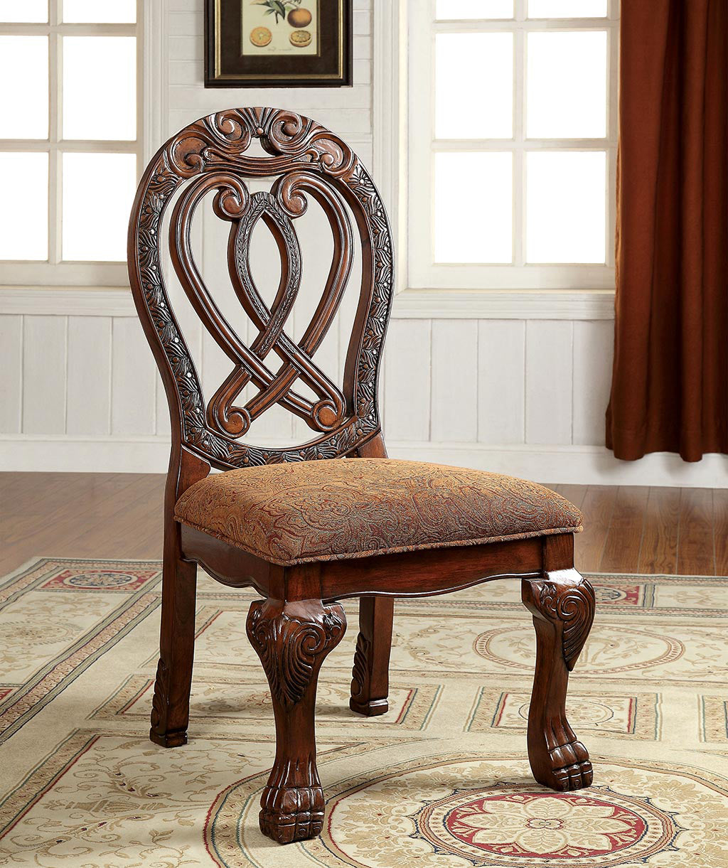 Beau Traditional Padded Side Chairs in Cherry (Set of 2)
