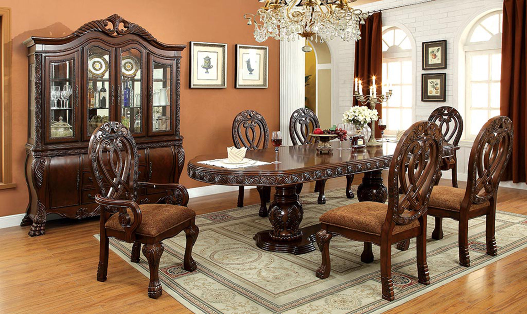 Beau Traditional Padded Side Chairs in Cherry (Set of 2)