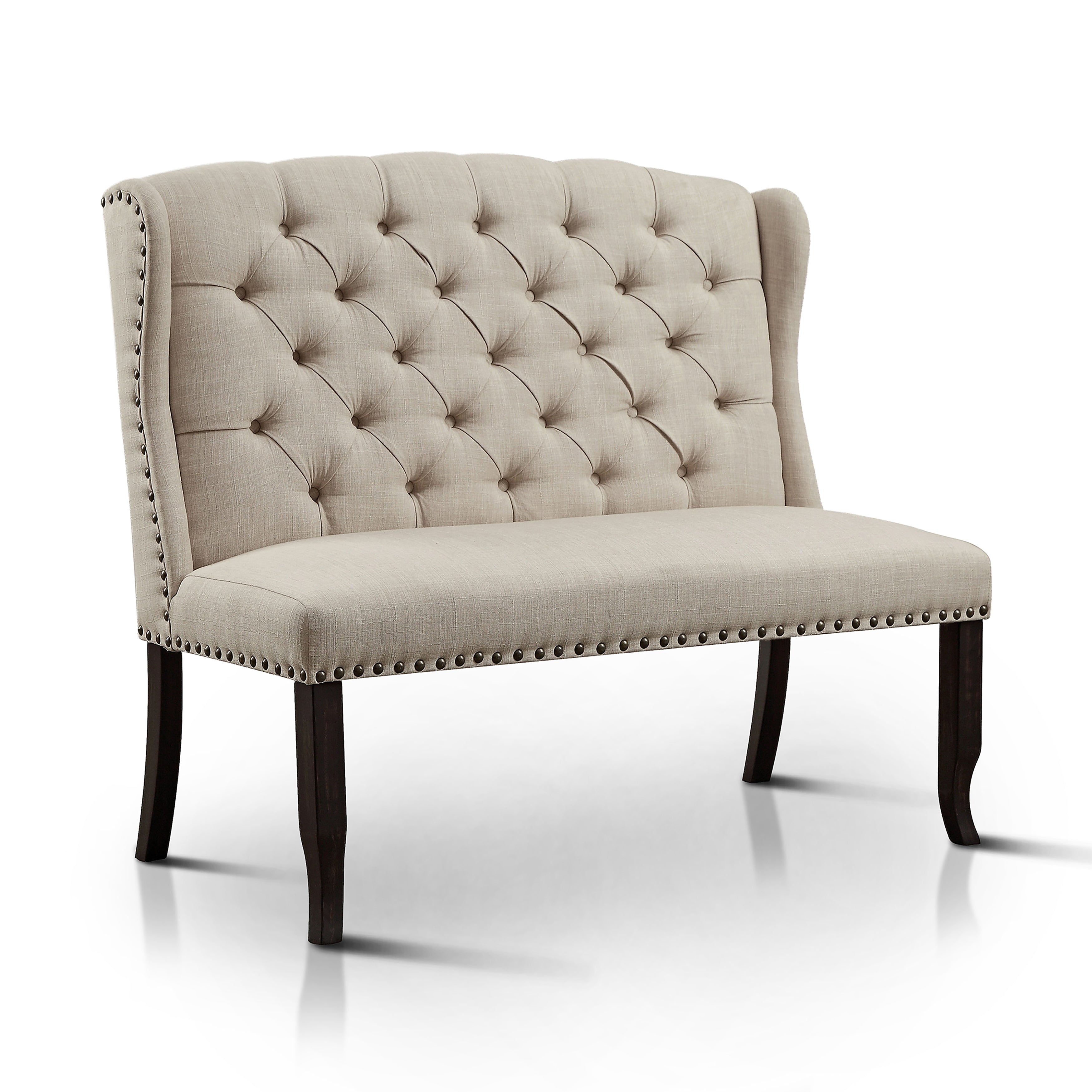 Colla Rustic Button Tufted Bench