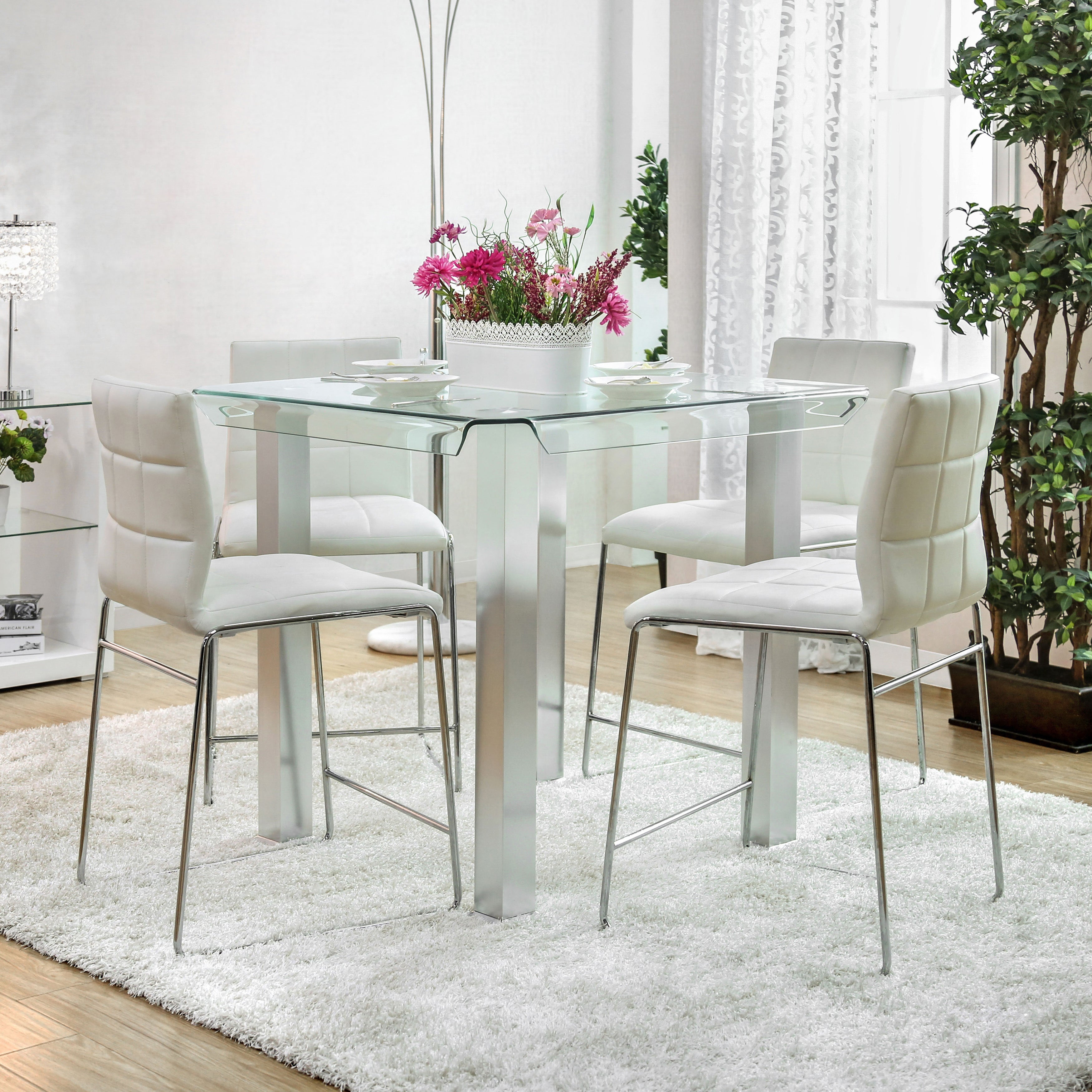 Goren Contemporary Glass Top Counter Height Table