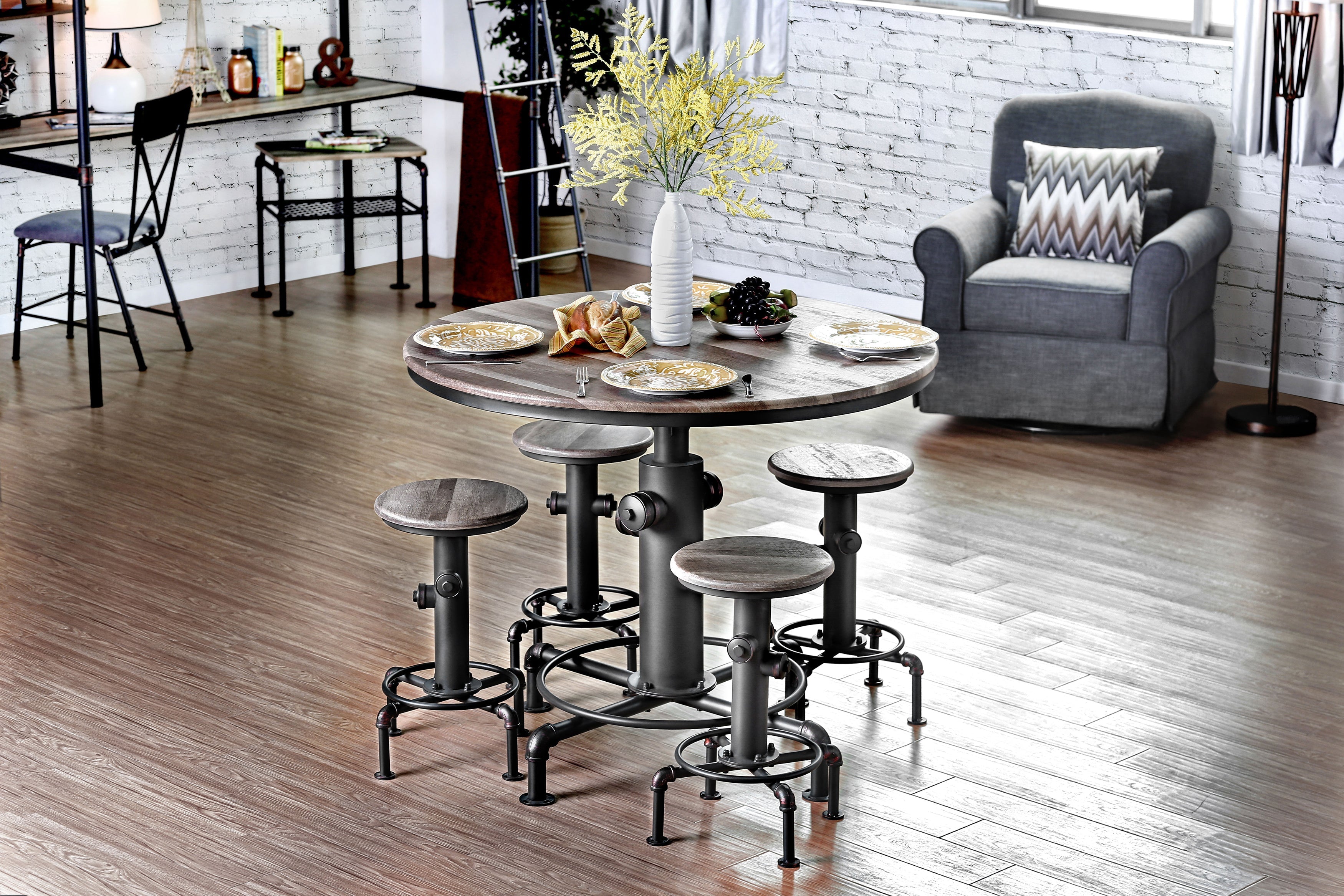Ila Industrial Swivel Counter Height Chairs (Set of 2)