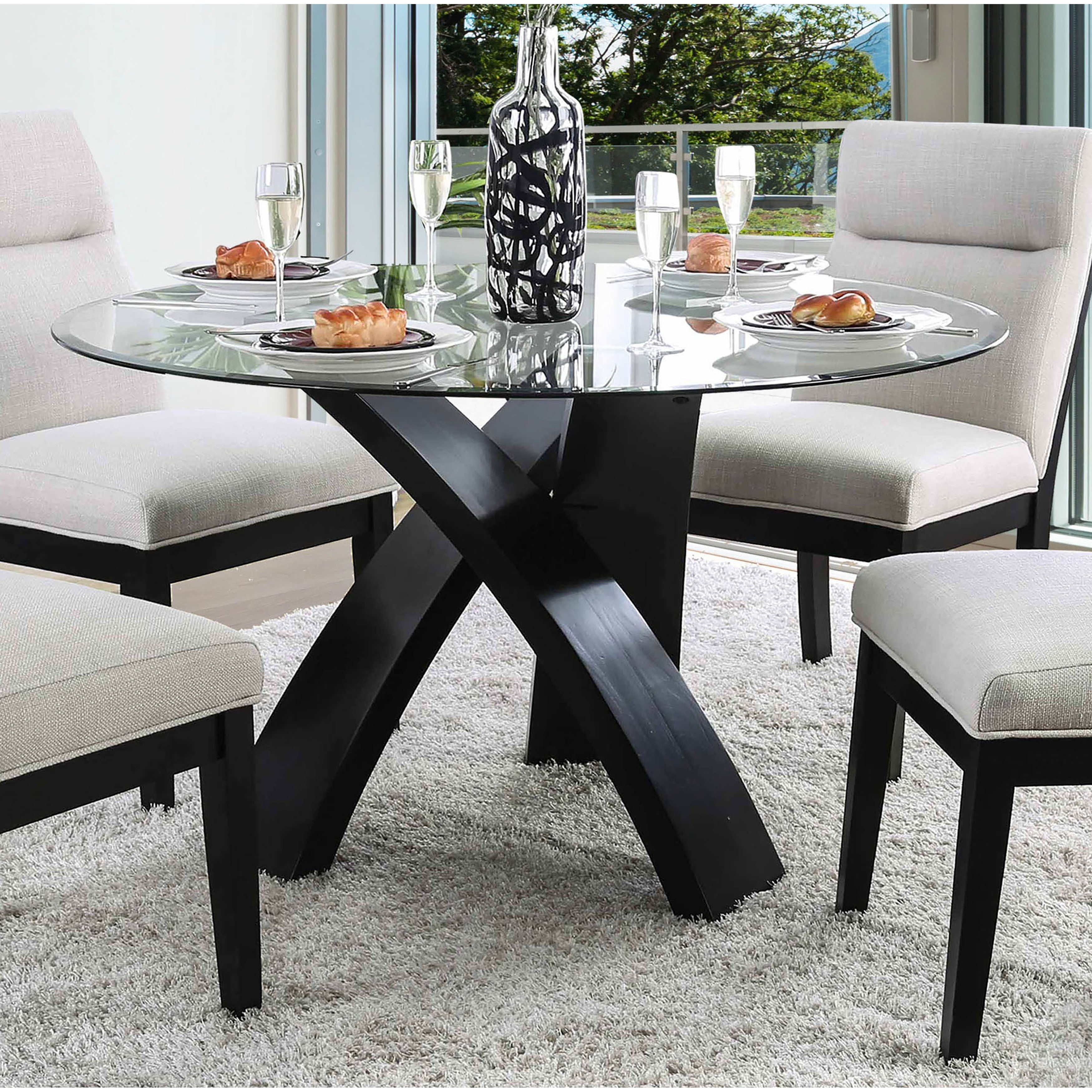 Furniture of America-Hazmina Contemporary Glass Top Dining Table
