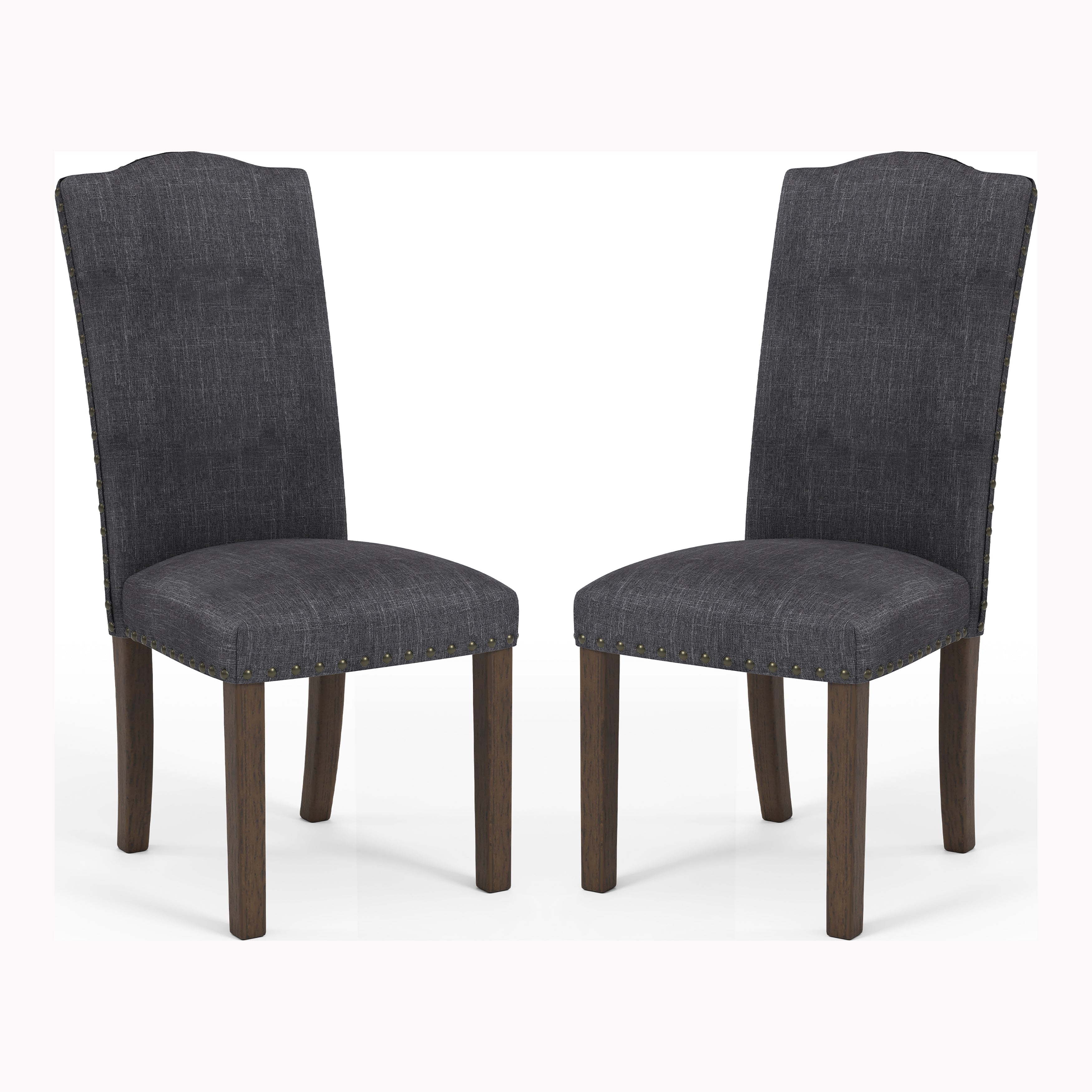 Zeke Transitional Upholstered Side Chairs in Dark Gray (Set of 2)