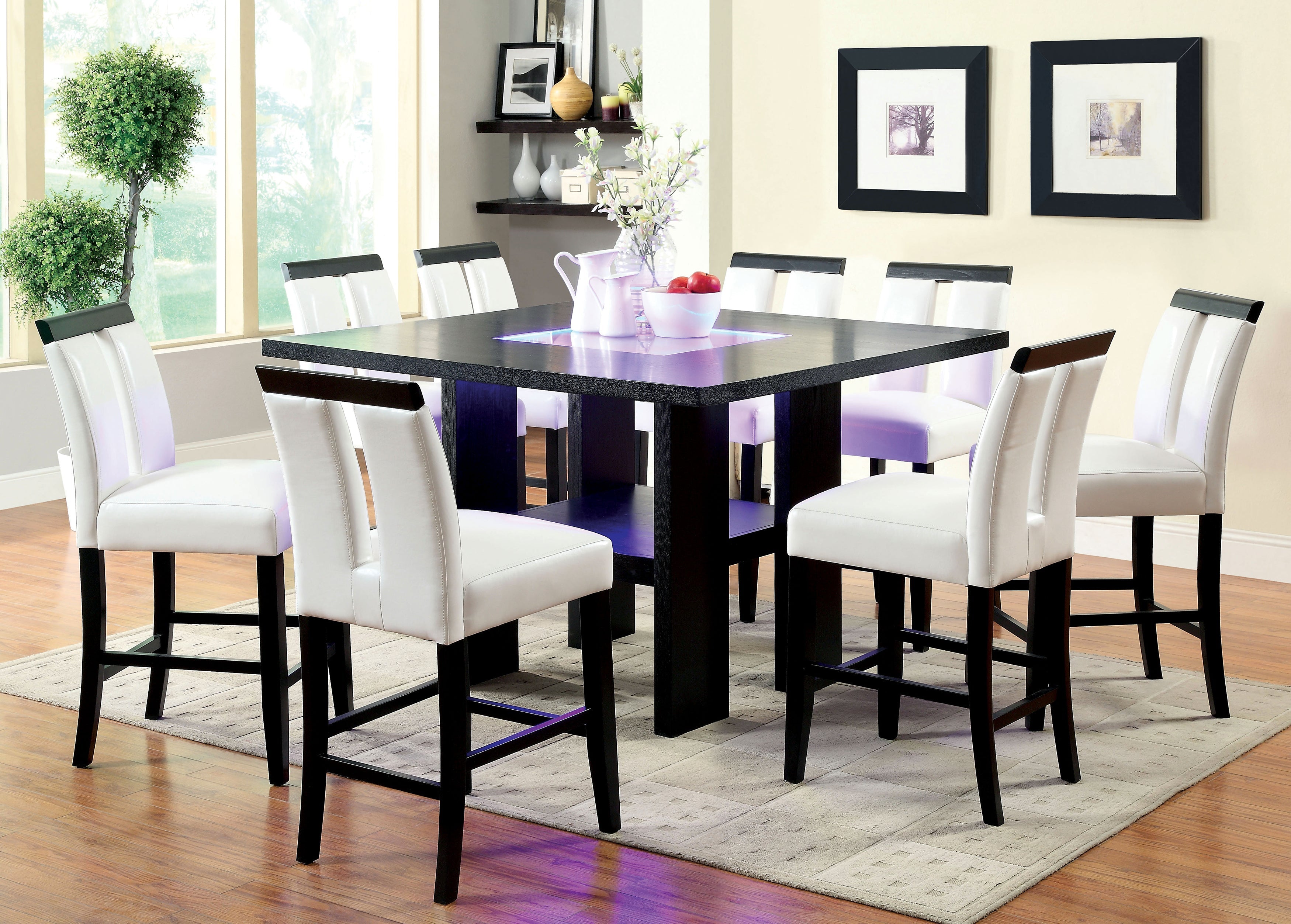 Zia Contemporary LED Counter Height Table in Black
