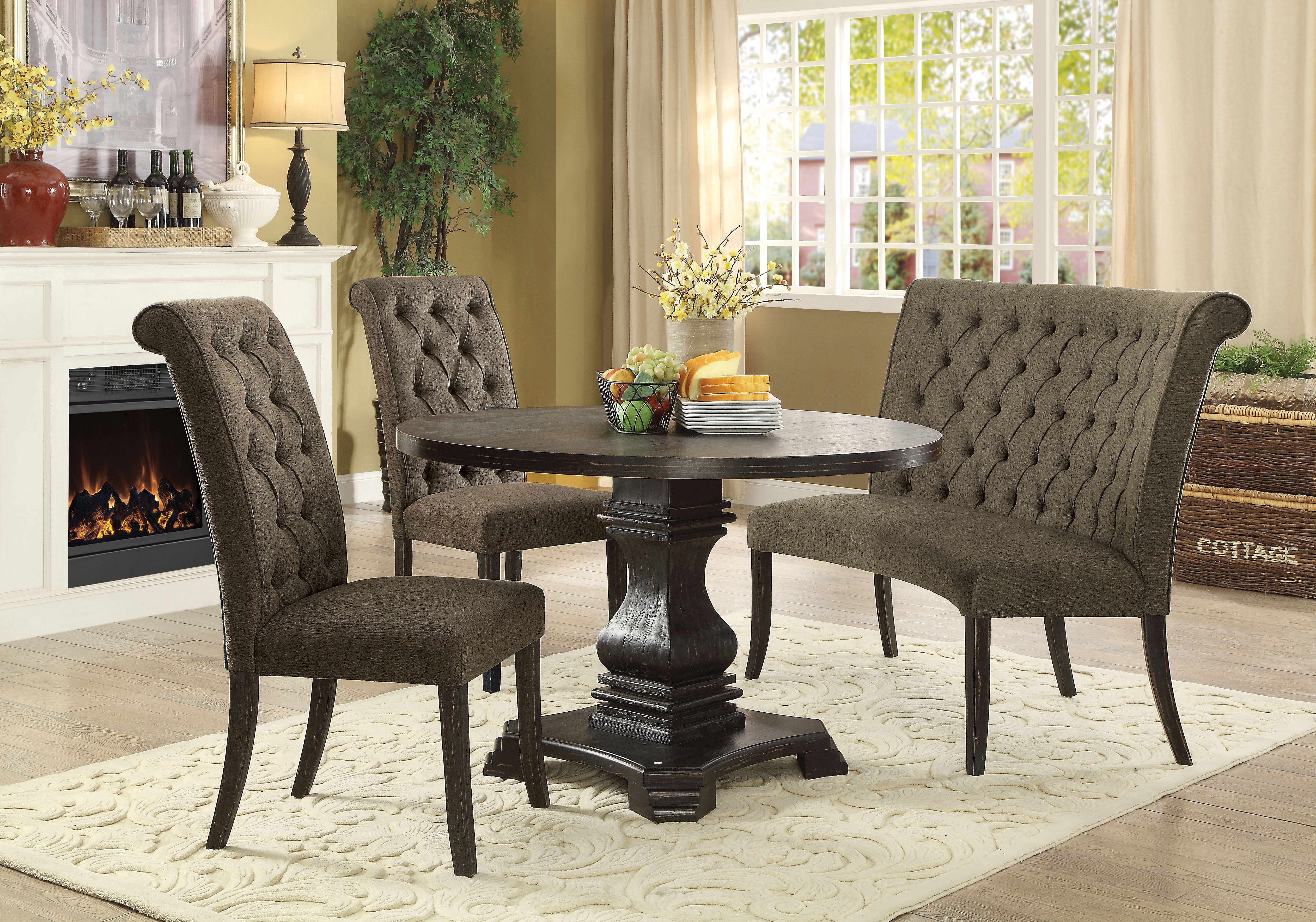Marynda Transitional Button Tufted Side Chairs in Gray (Set of 2)