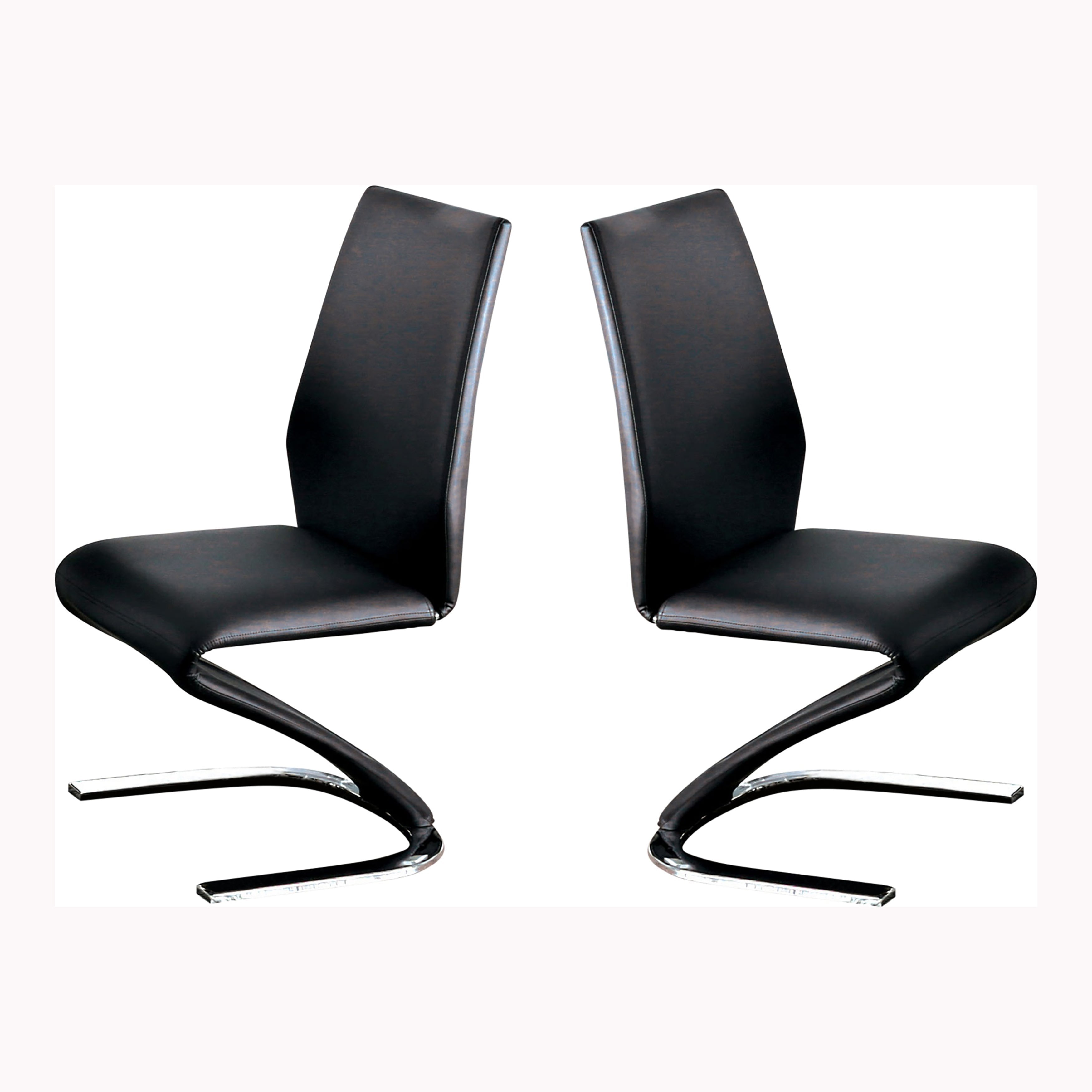 Amia Contemporary Faux Leather Side Chairs in Black and Chrome (Set of 2)