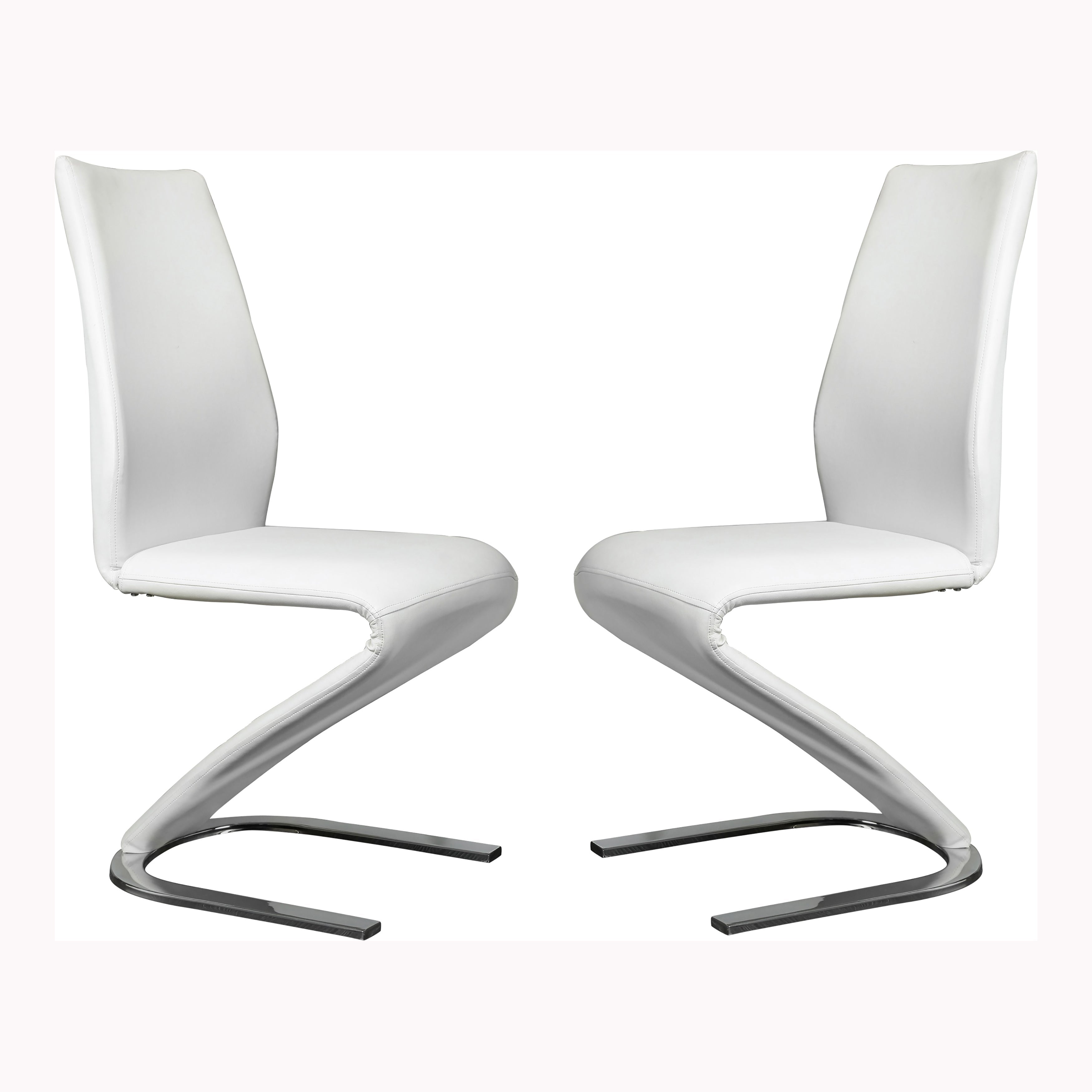 Amia Contemporary Faux Leather Side Chairs in White (Set of 2)