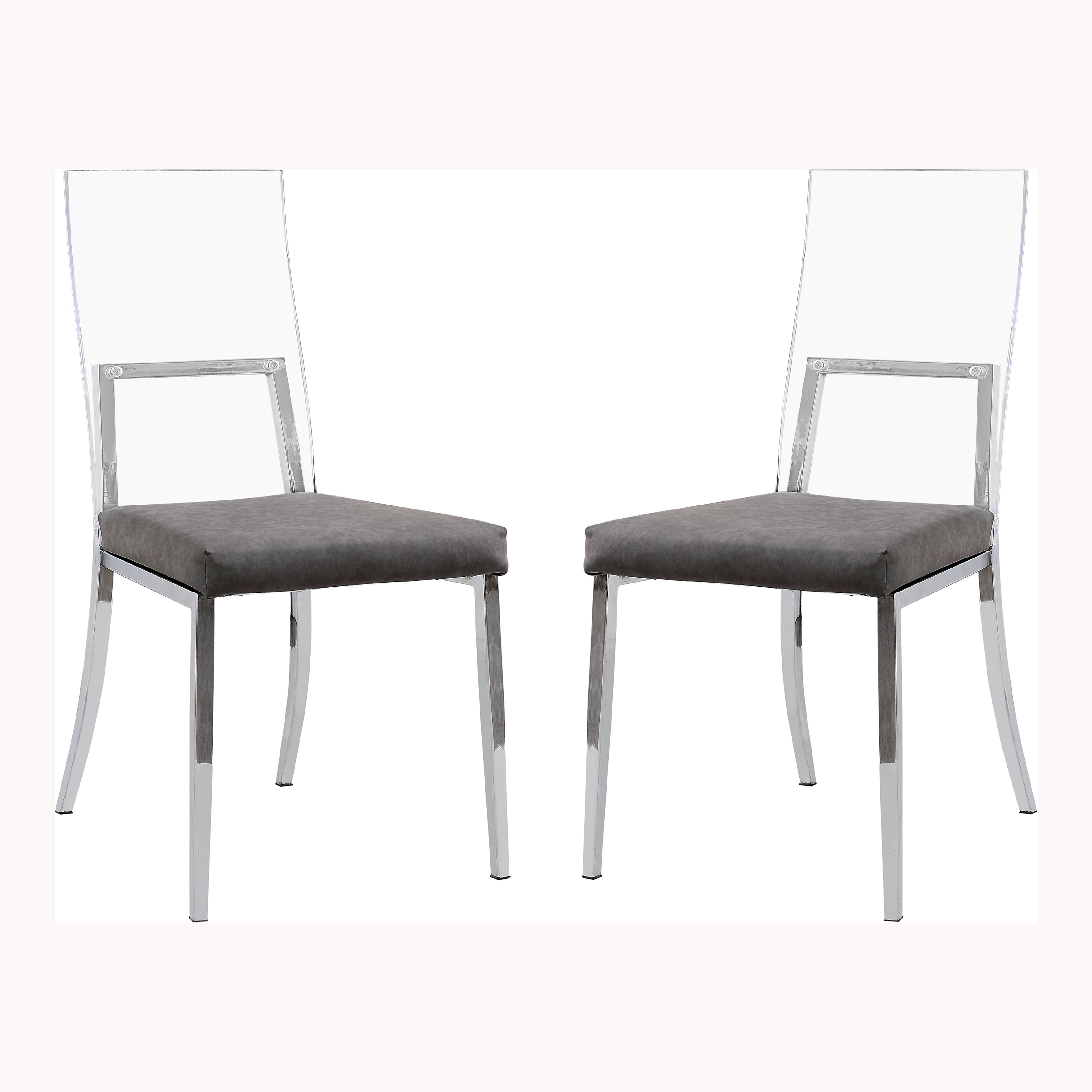 Caydence Contemporary Glass Back Side Chairs (Set of 2)