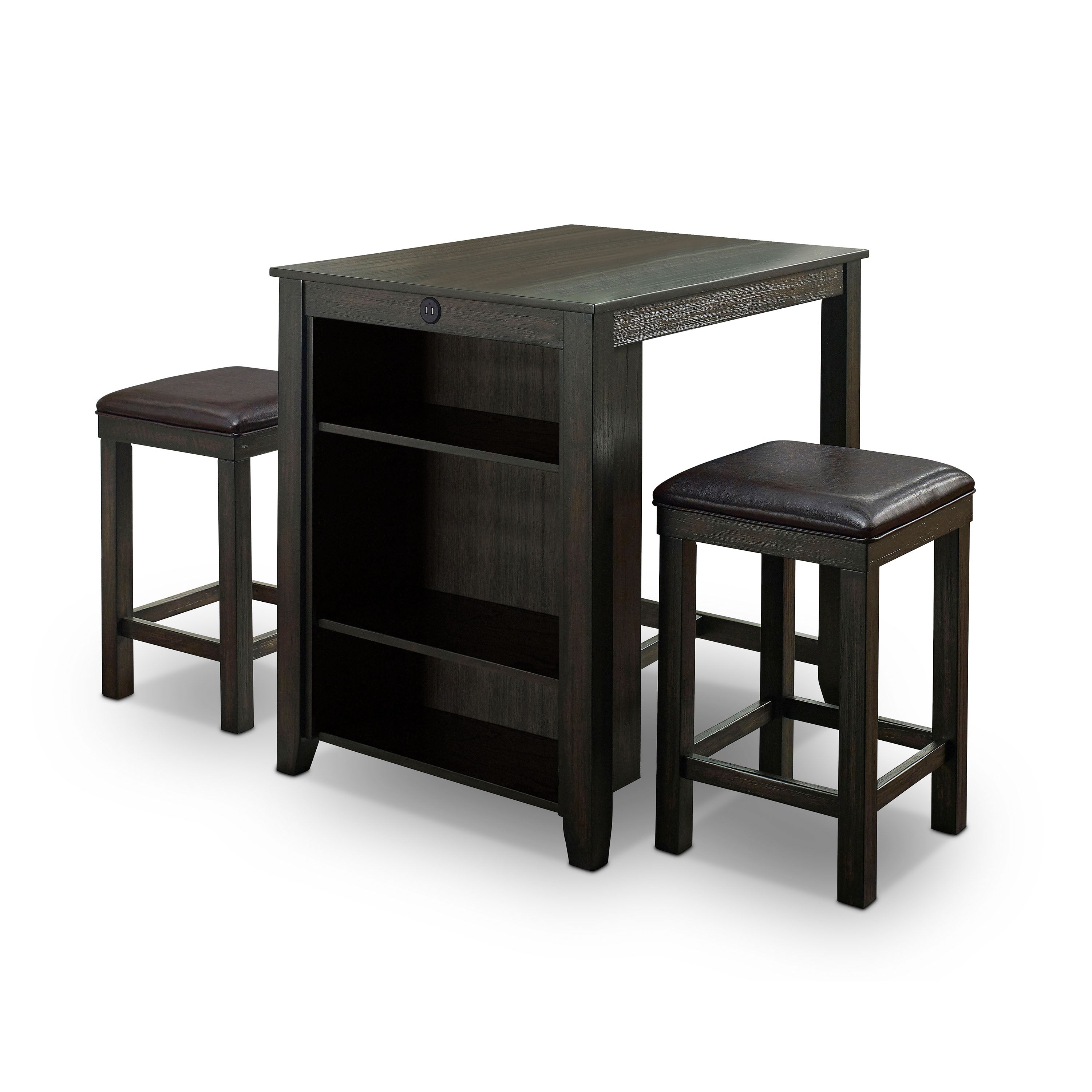 Albana 3-Piece Counter Height Dining Set in Walnut