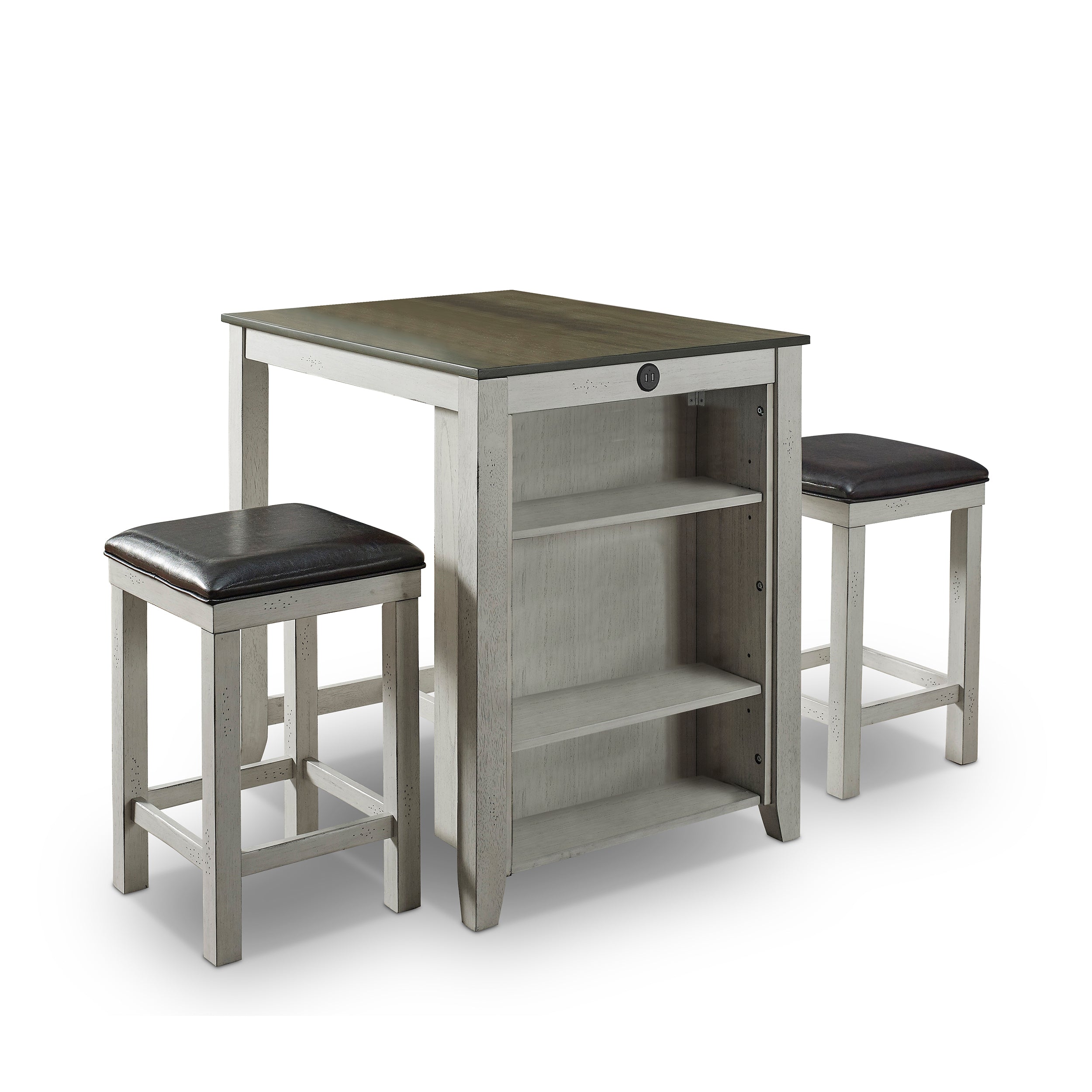Albana 3-Piece Counter Height Dining Set in White