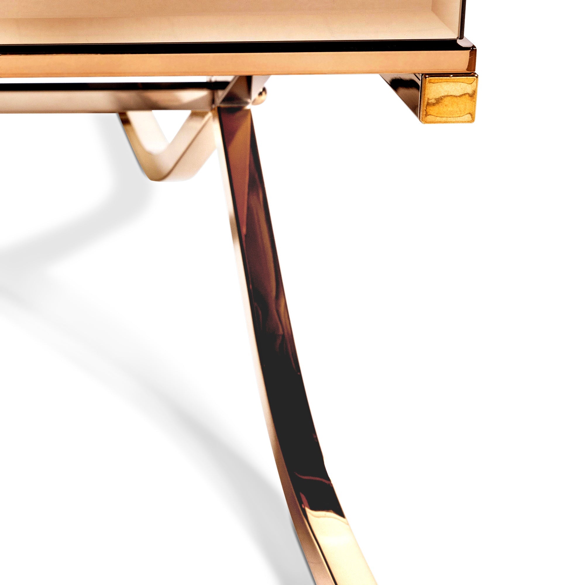 Lorrisa Contemporary Glass Top Coffee Table in Brass