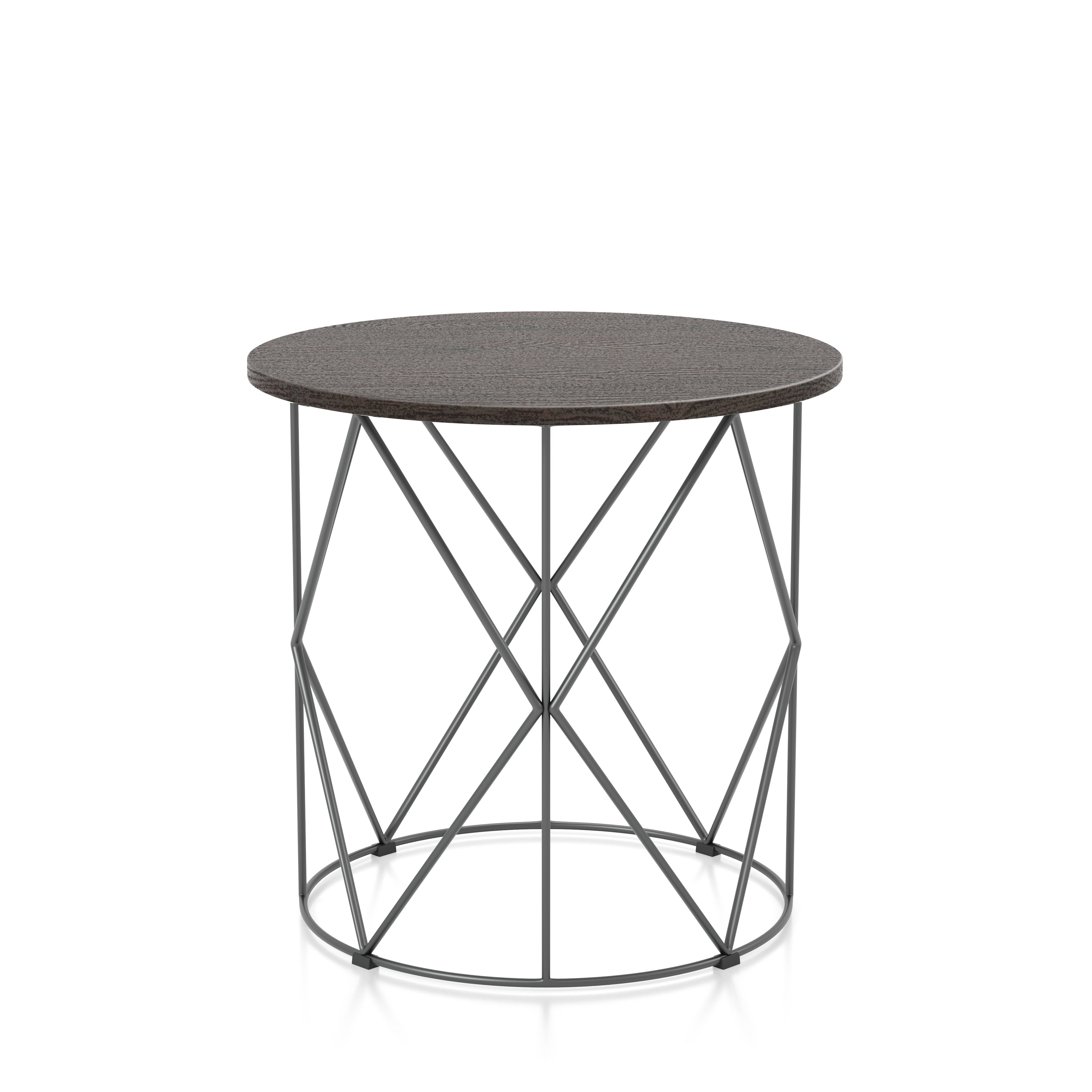 Borche Geometric Base End Table in Walnut