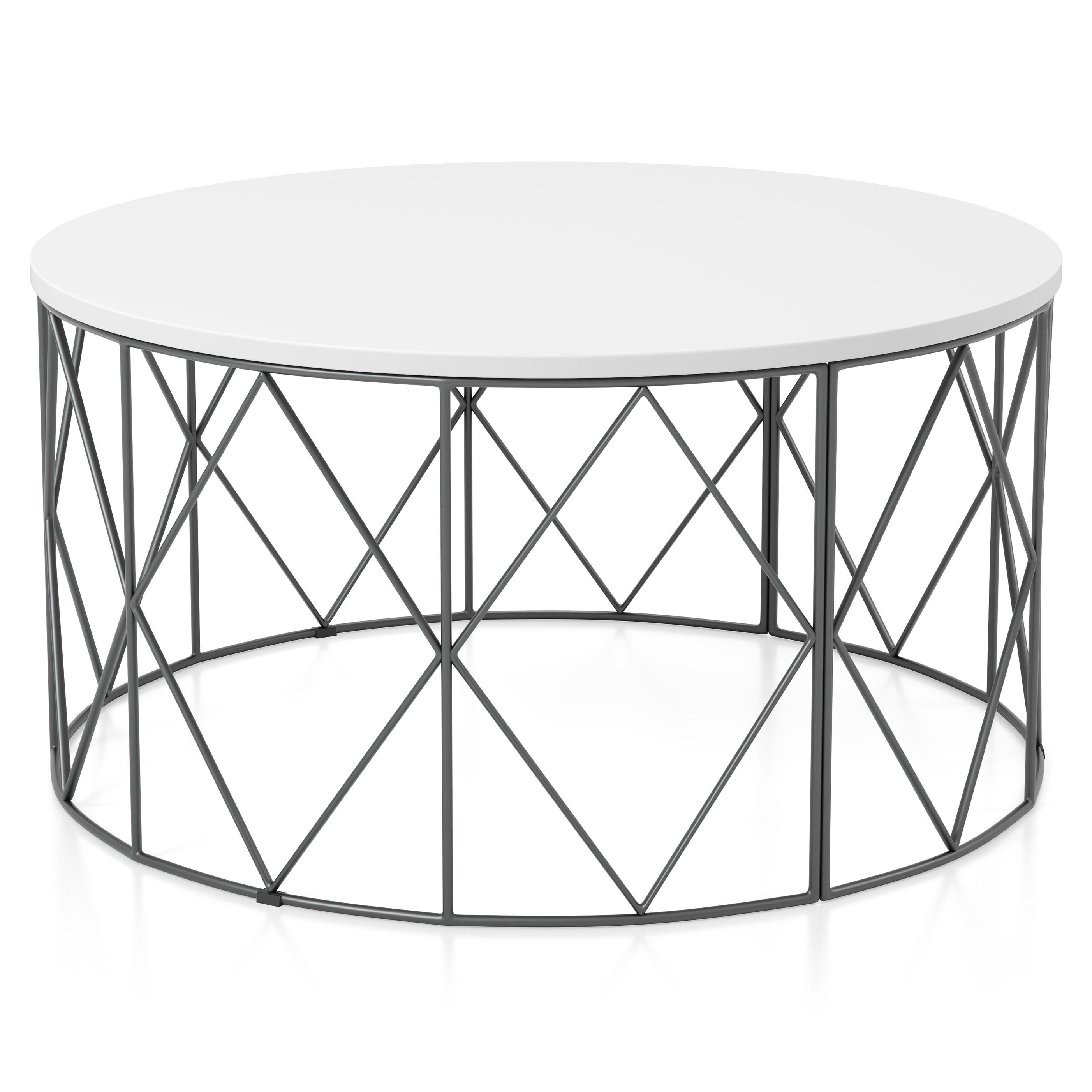 Borche Geometric Base Coffee Table in White