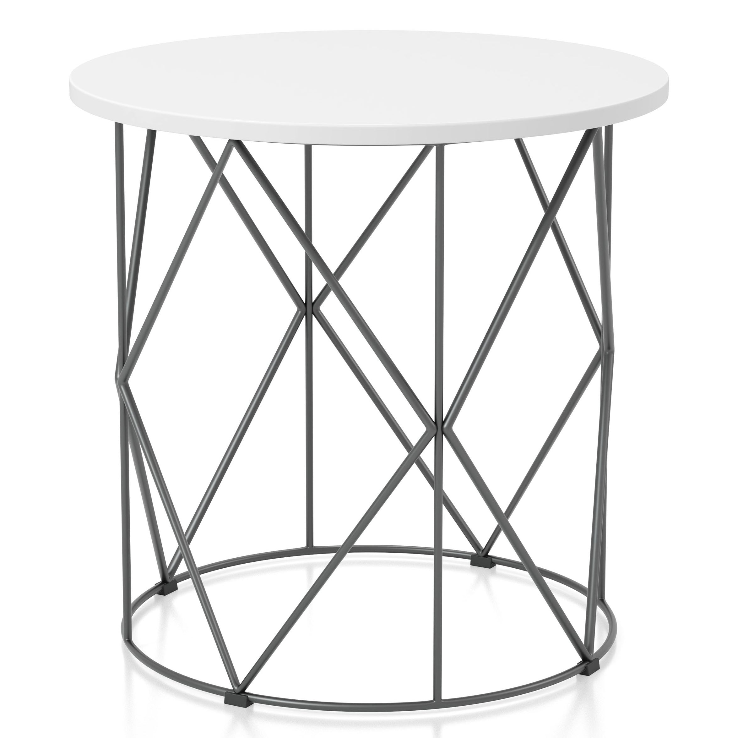 Borche Geometric Base End Table in White