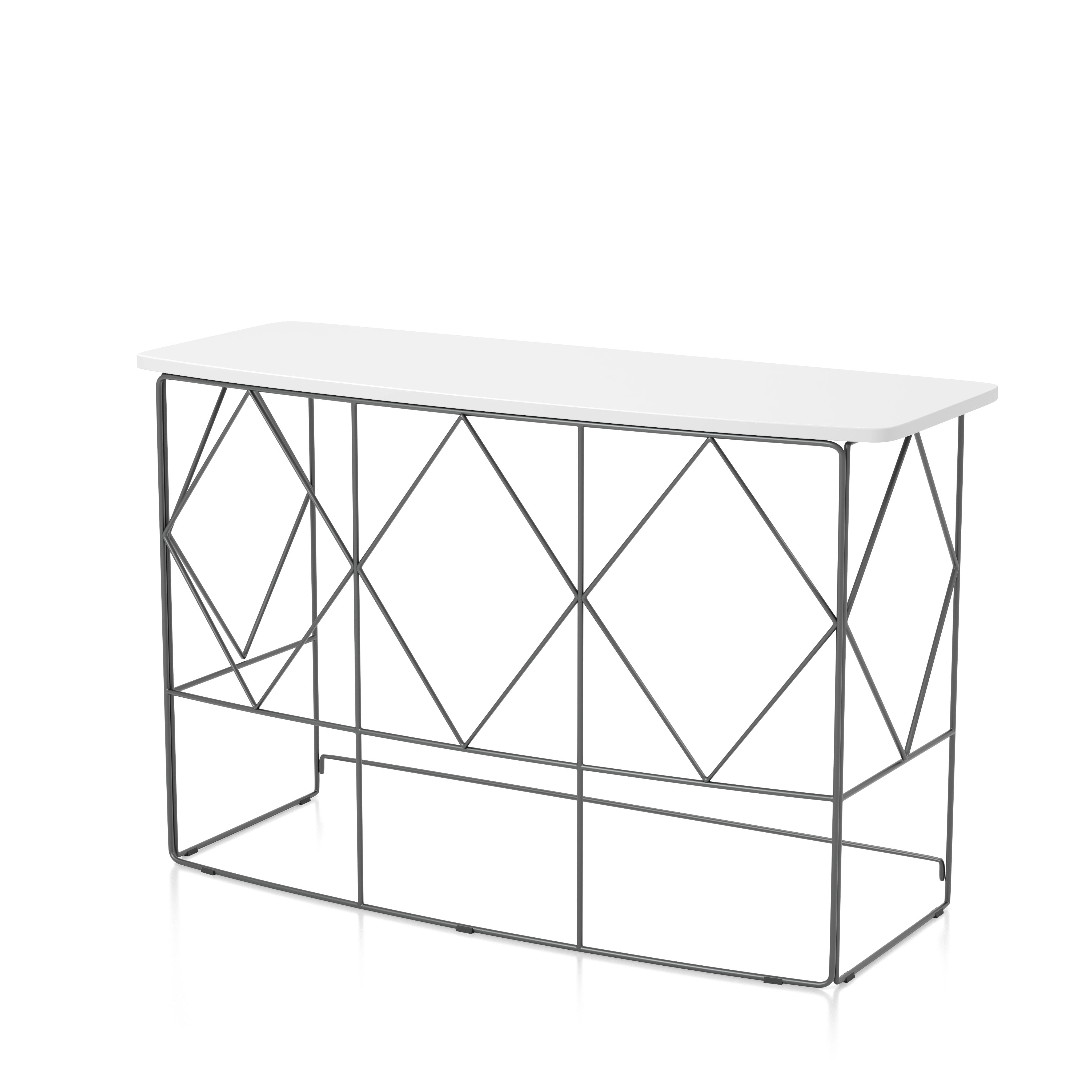 Borche Geometric Base Console Table in White