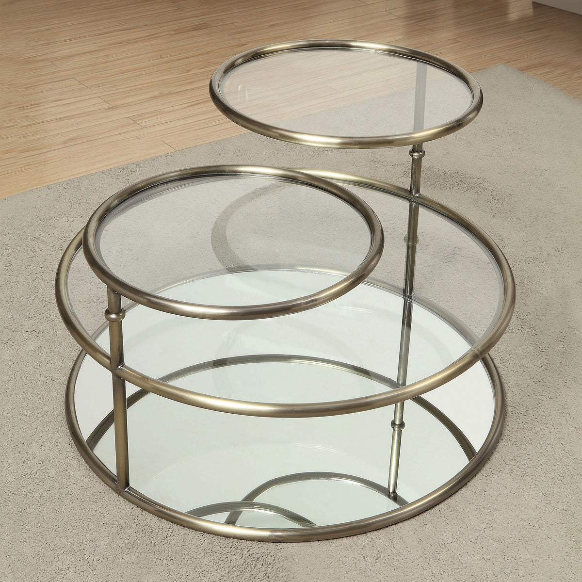 Felix Contemporary Glass Round Swivel Coffee Table