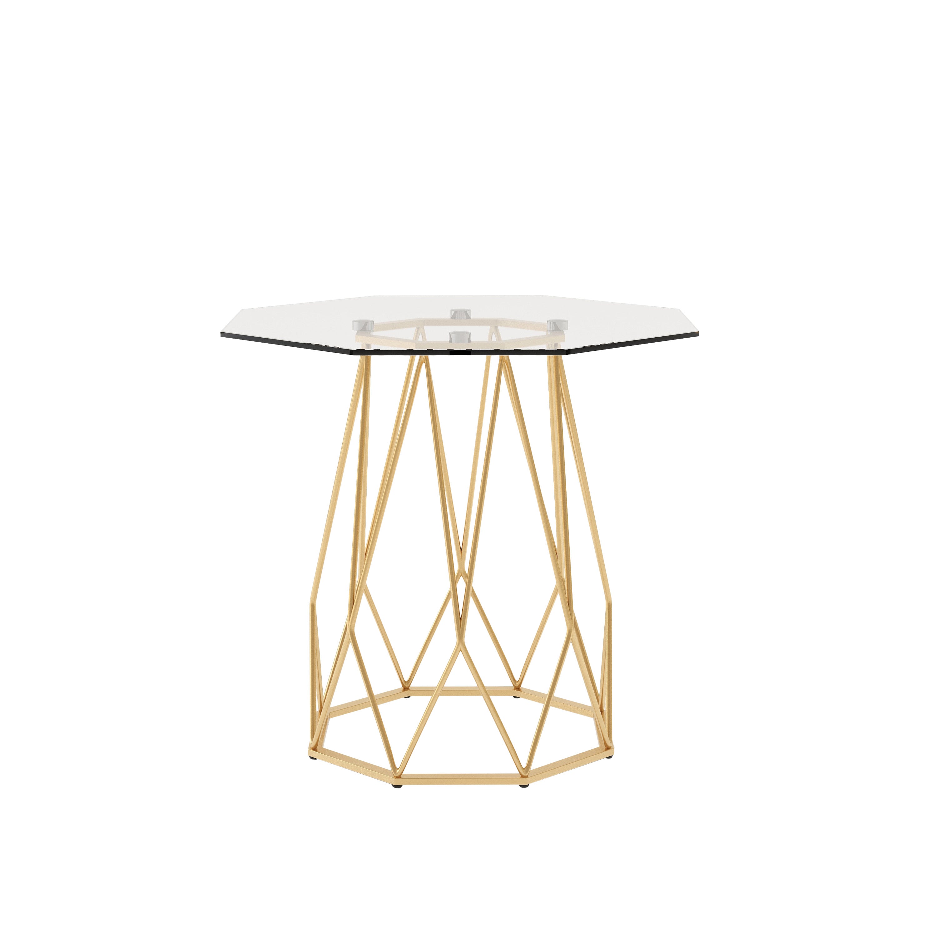 Growder Glass Top End Table in Gold