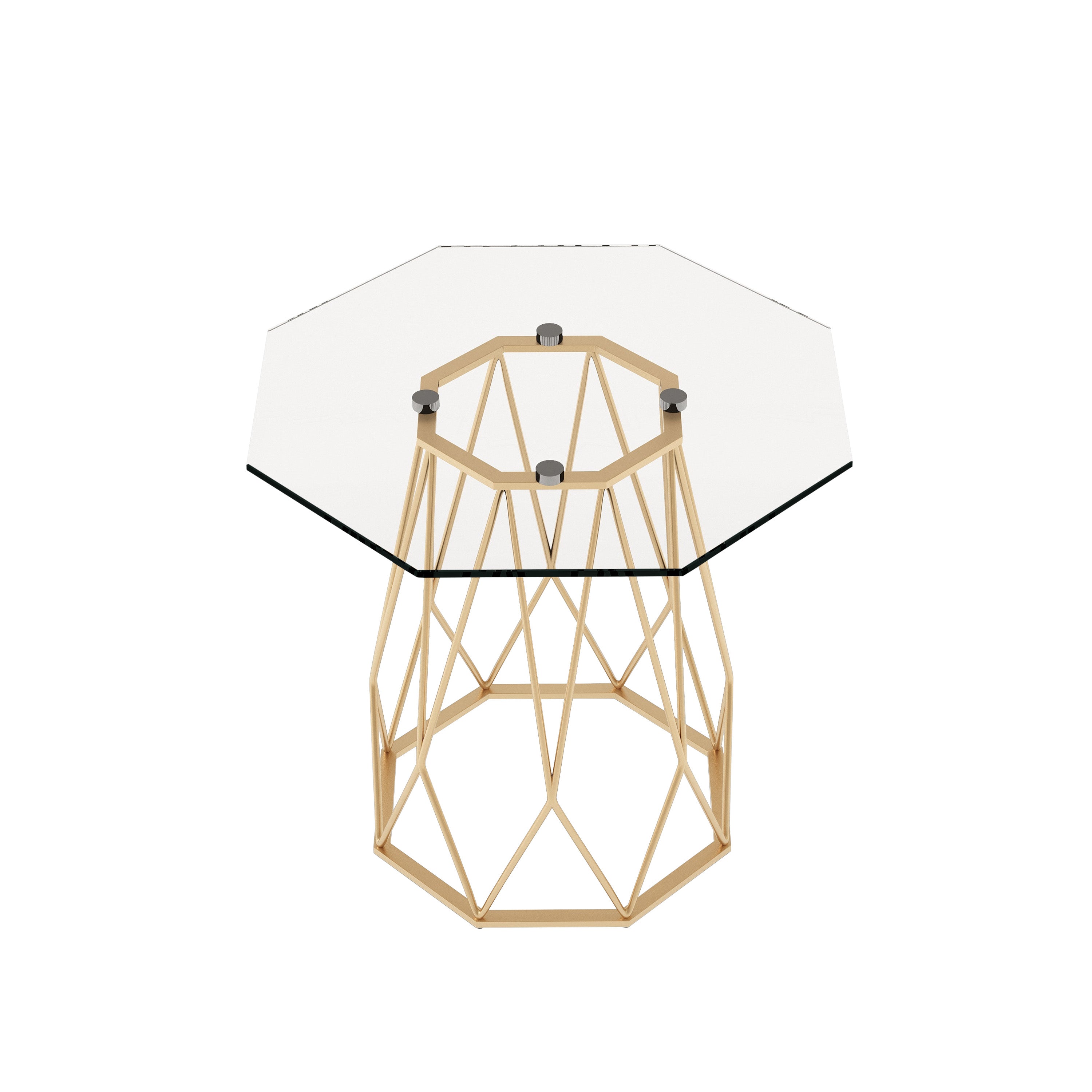 Growder Glass Top End Table in Gold