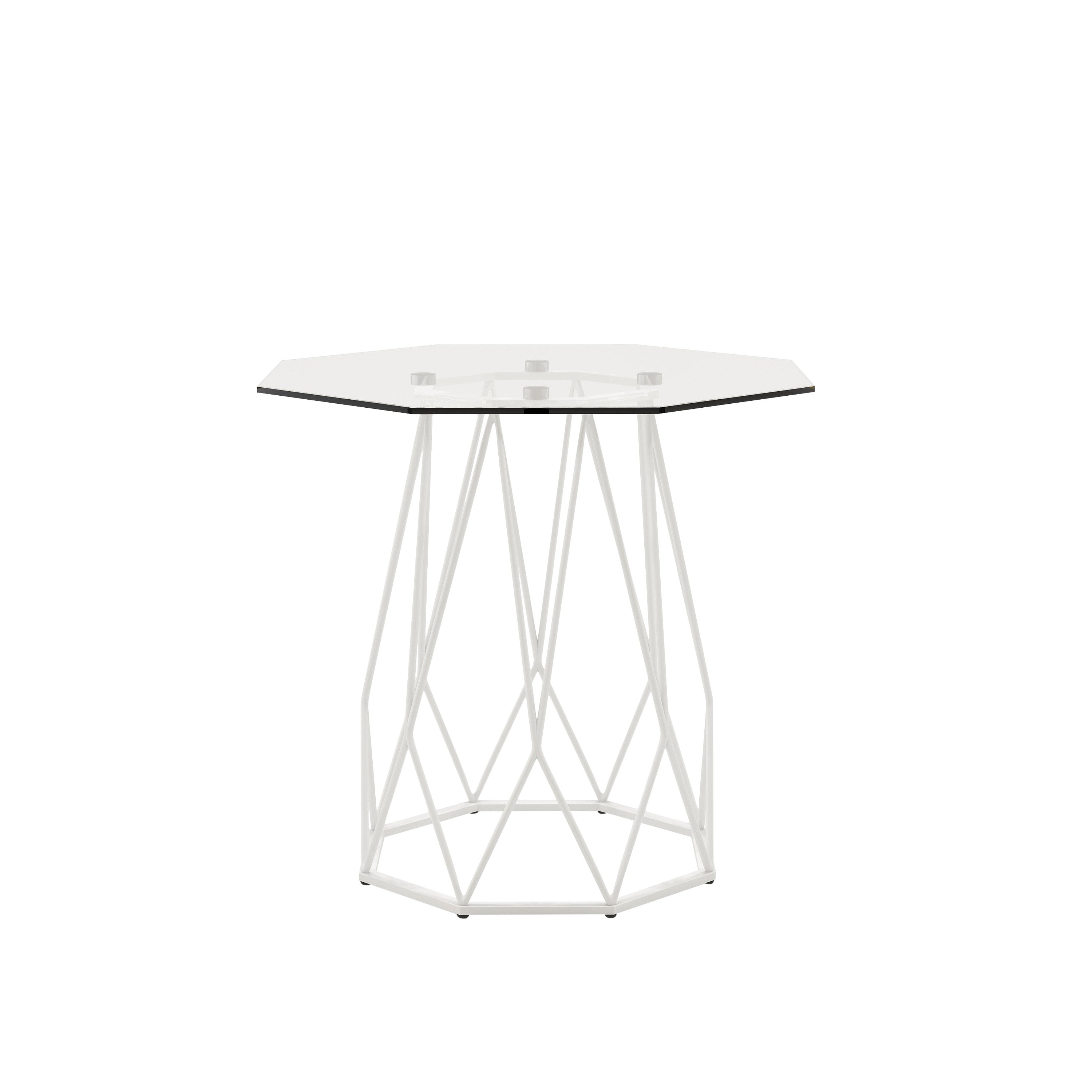 Growder Glass Top End Table in White
