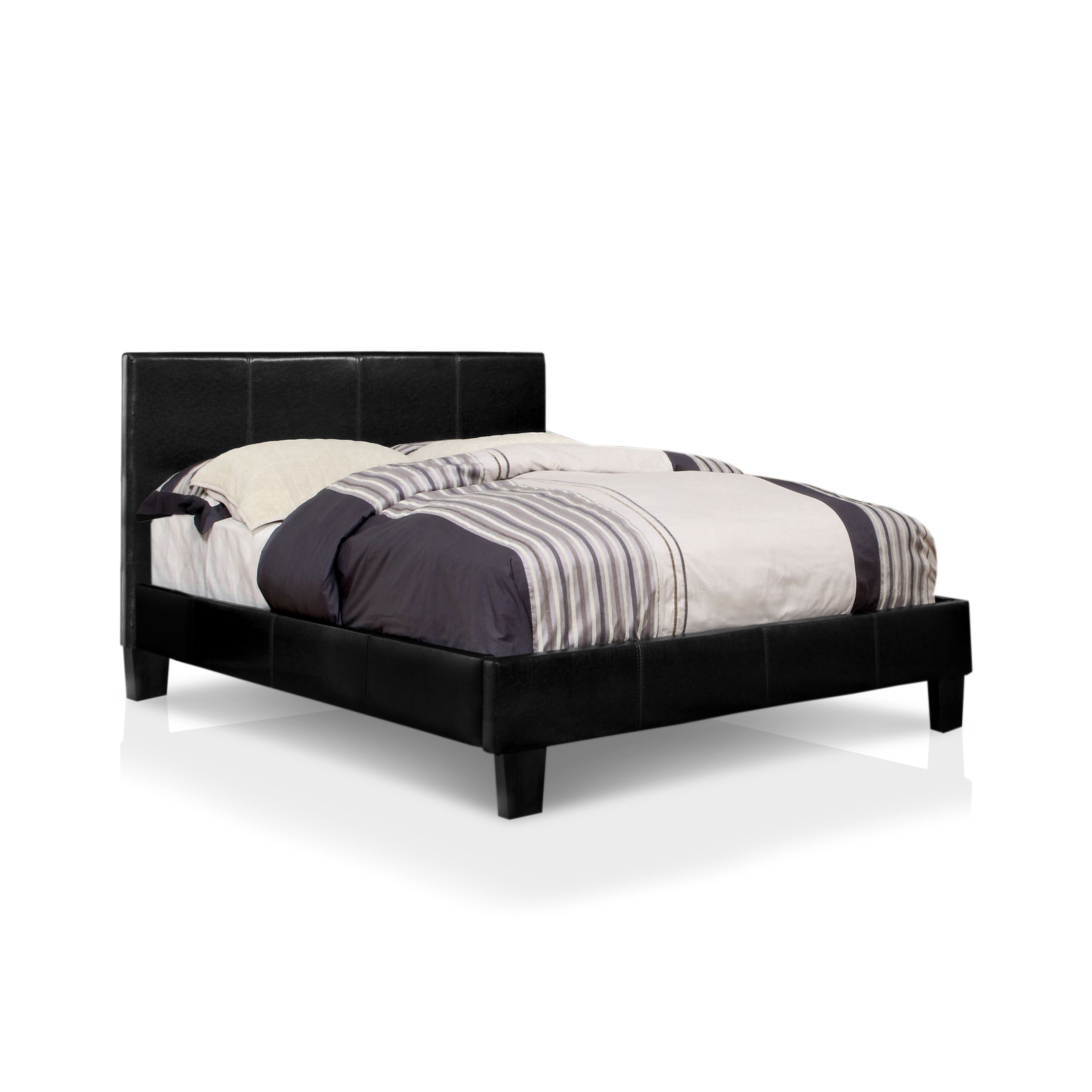 Ameena Contemporary Faux Leather Full Platform Bed in Espresso