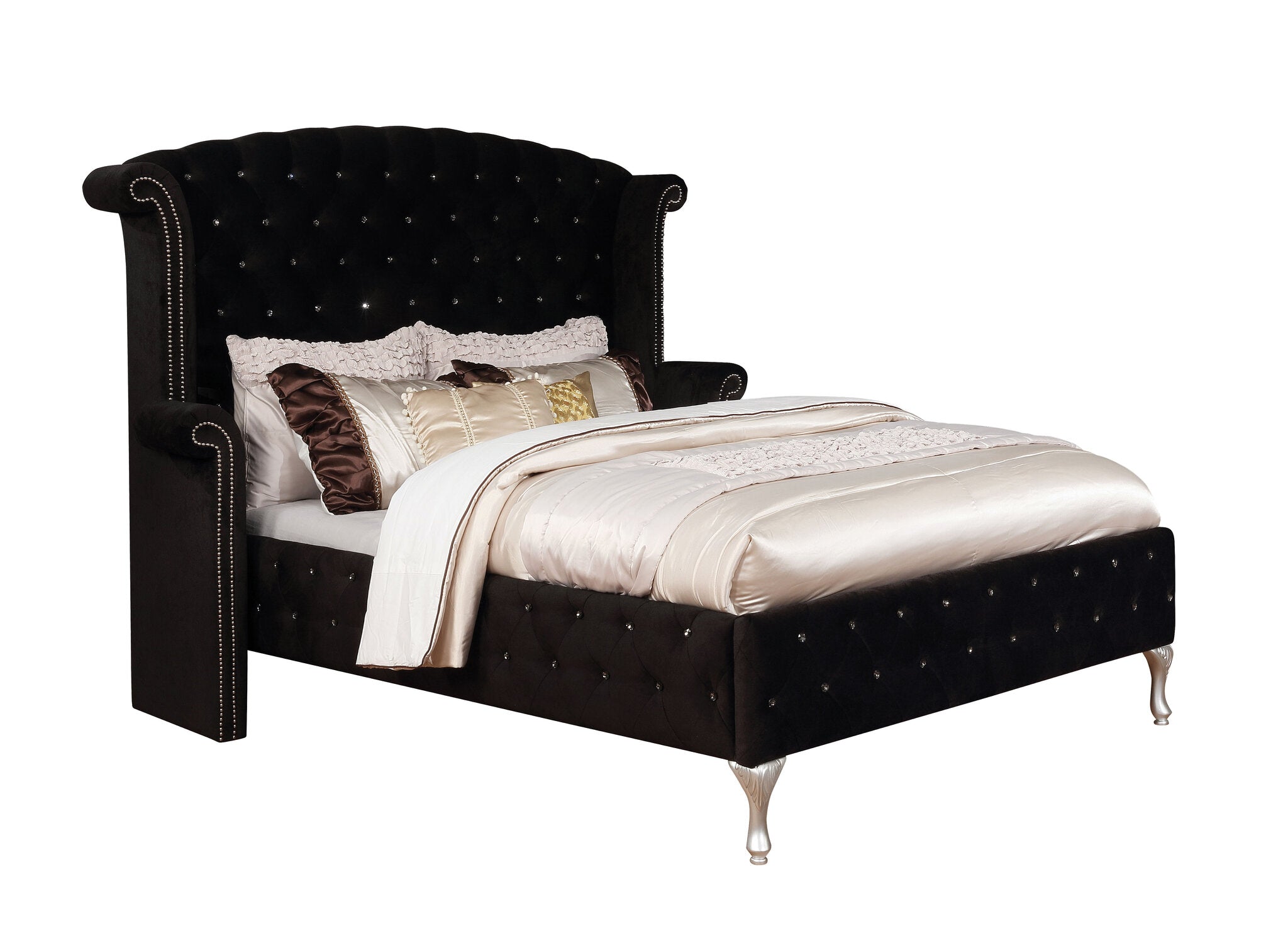 Clerita Transitional Wingback Tufted Eastern King Bed in Black