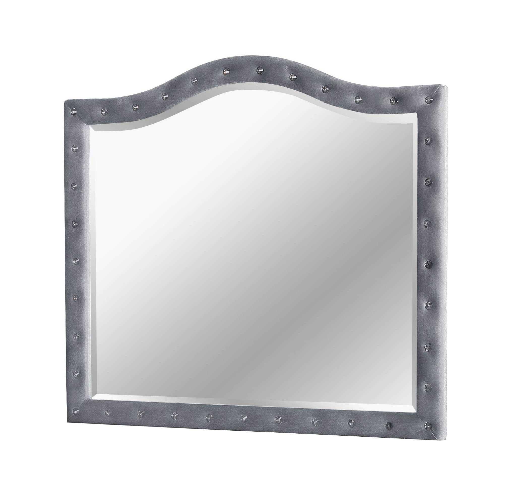 Clerita Transitional Acrylic Diamond Button Mirror in Gray