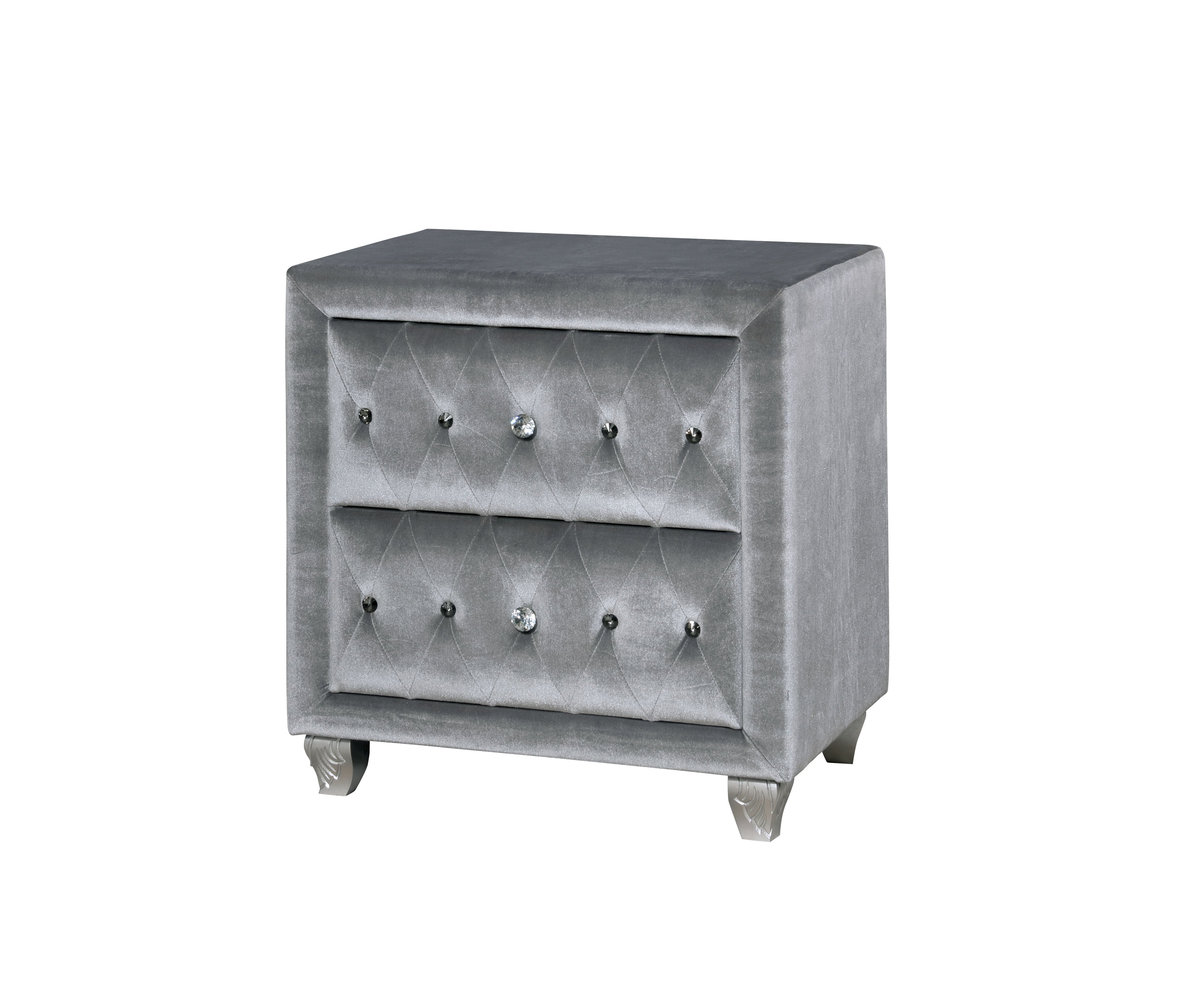 Clerita Transitional 2-Drawer Nightstand in Gray