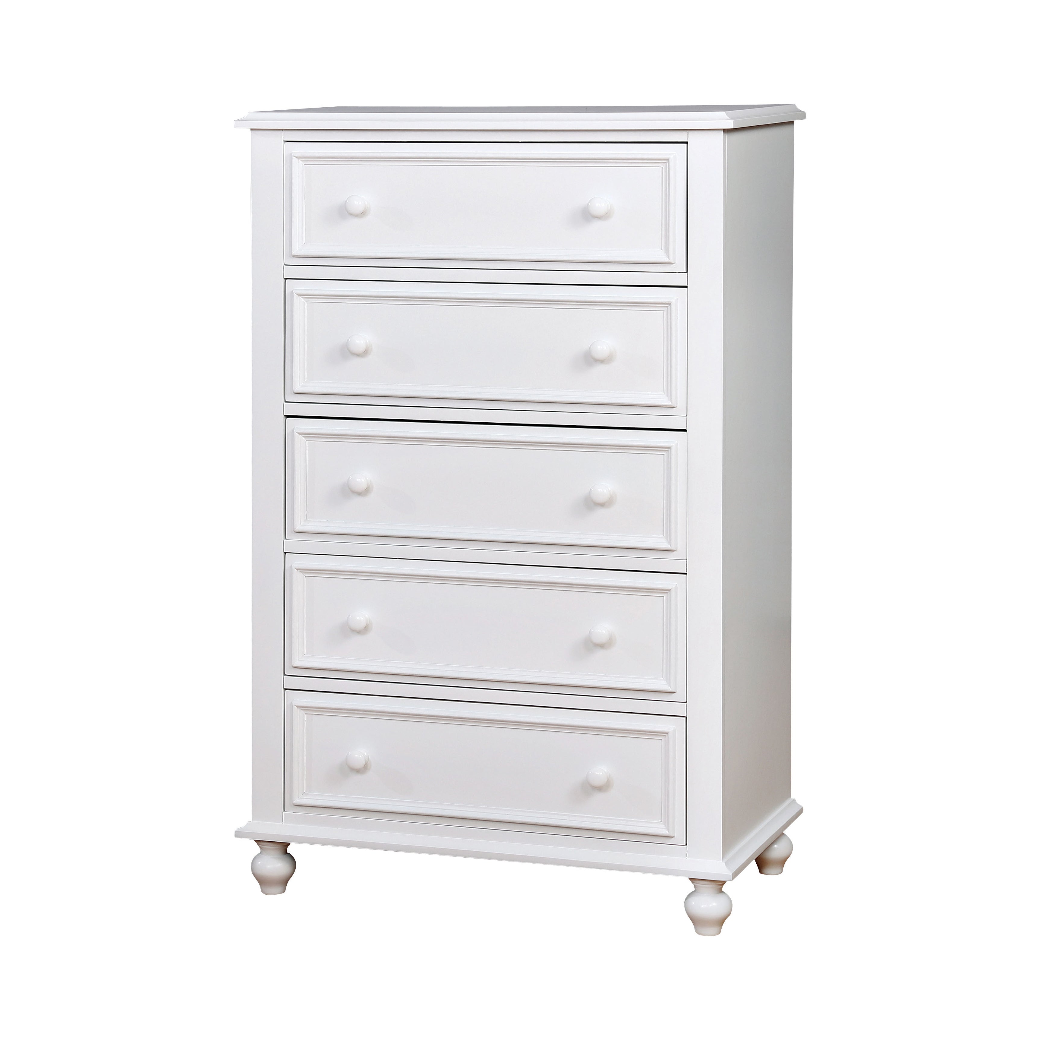 Ben Traditional 5-Drawer Chest in White