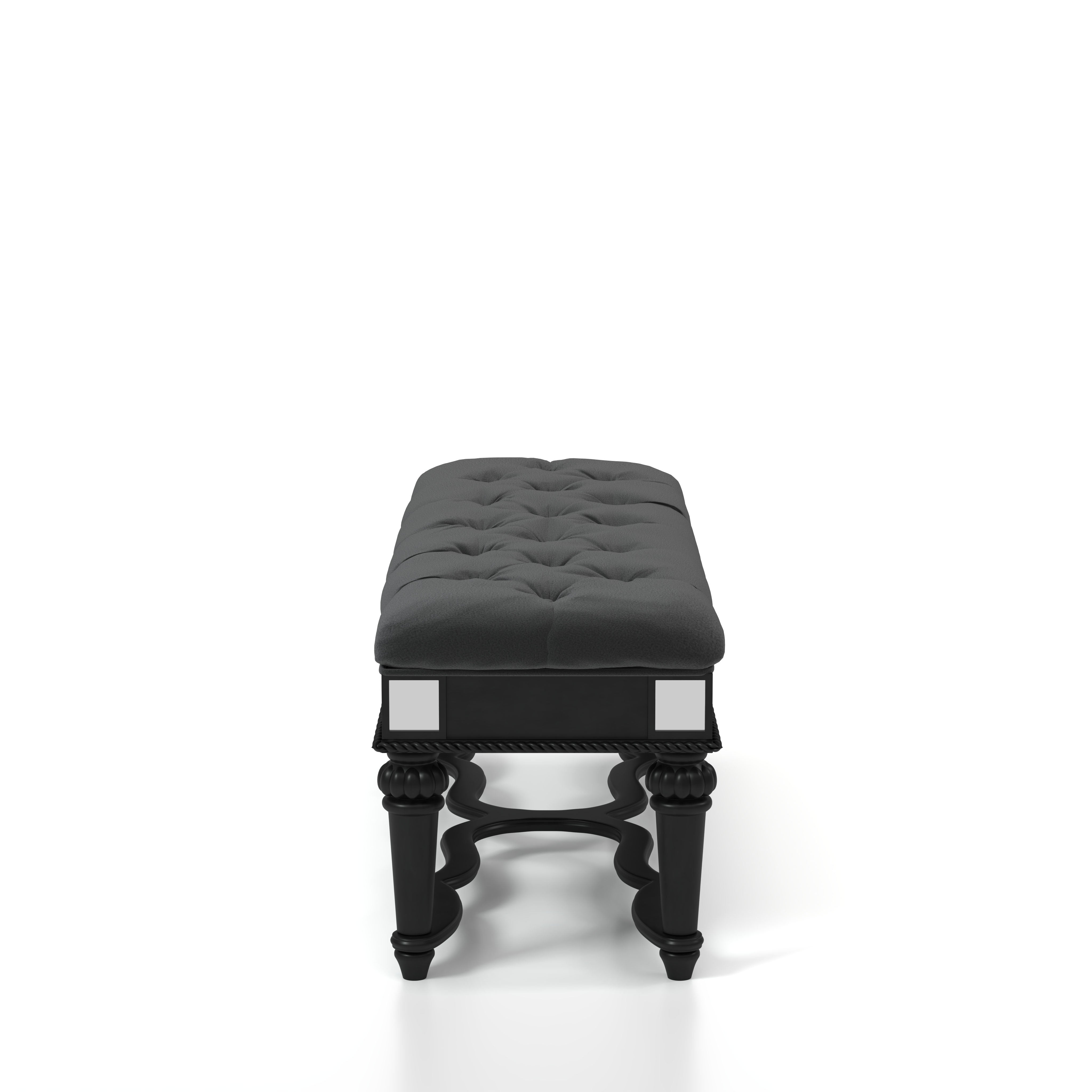 Vabelle Traditional Button Tufted Bench in Black