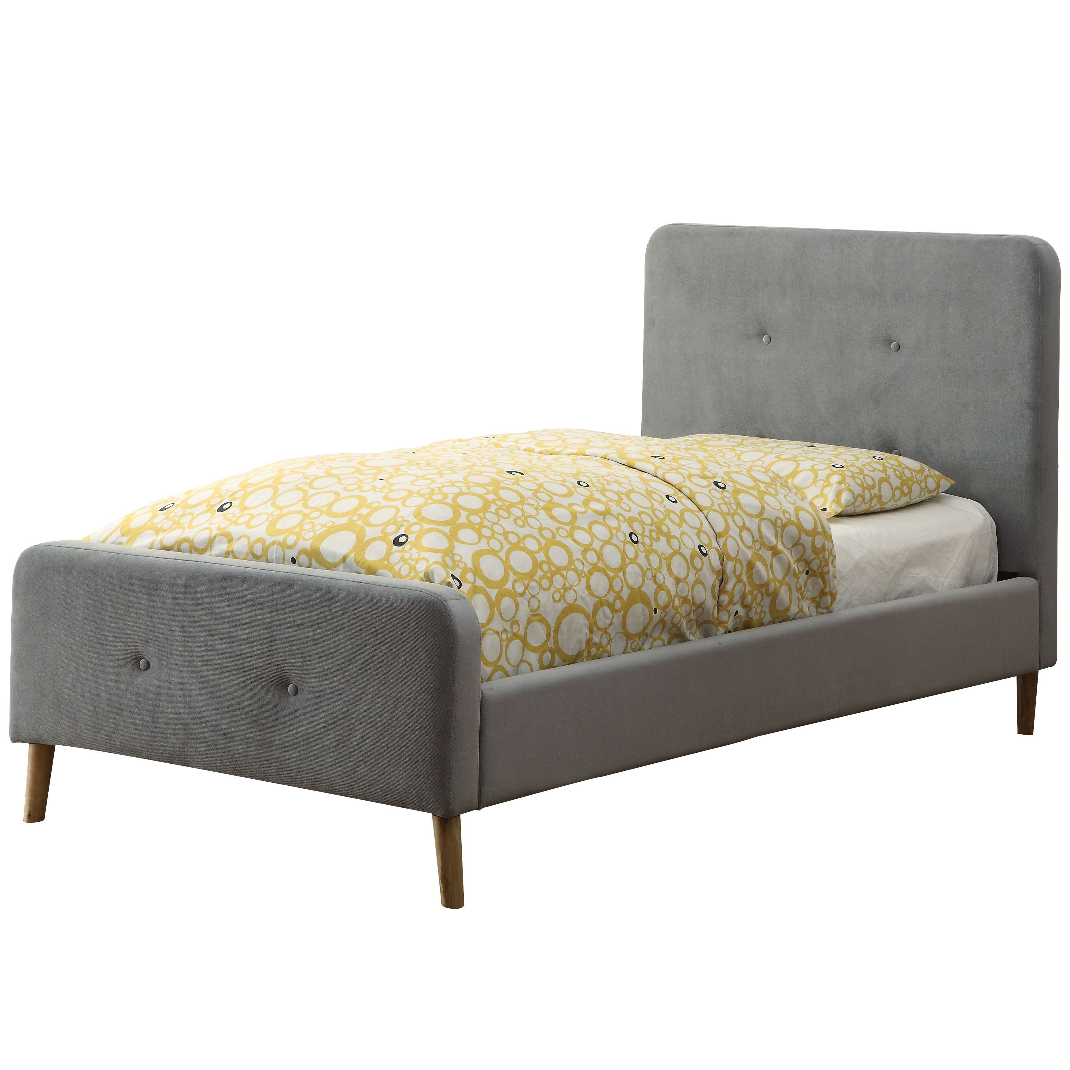 Neva Mid-Century Modern Tufted Twin Platform Bed in Gray