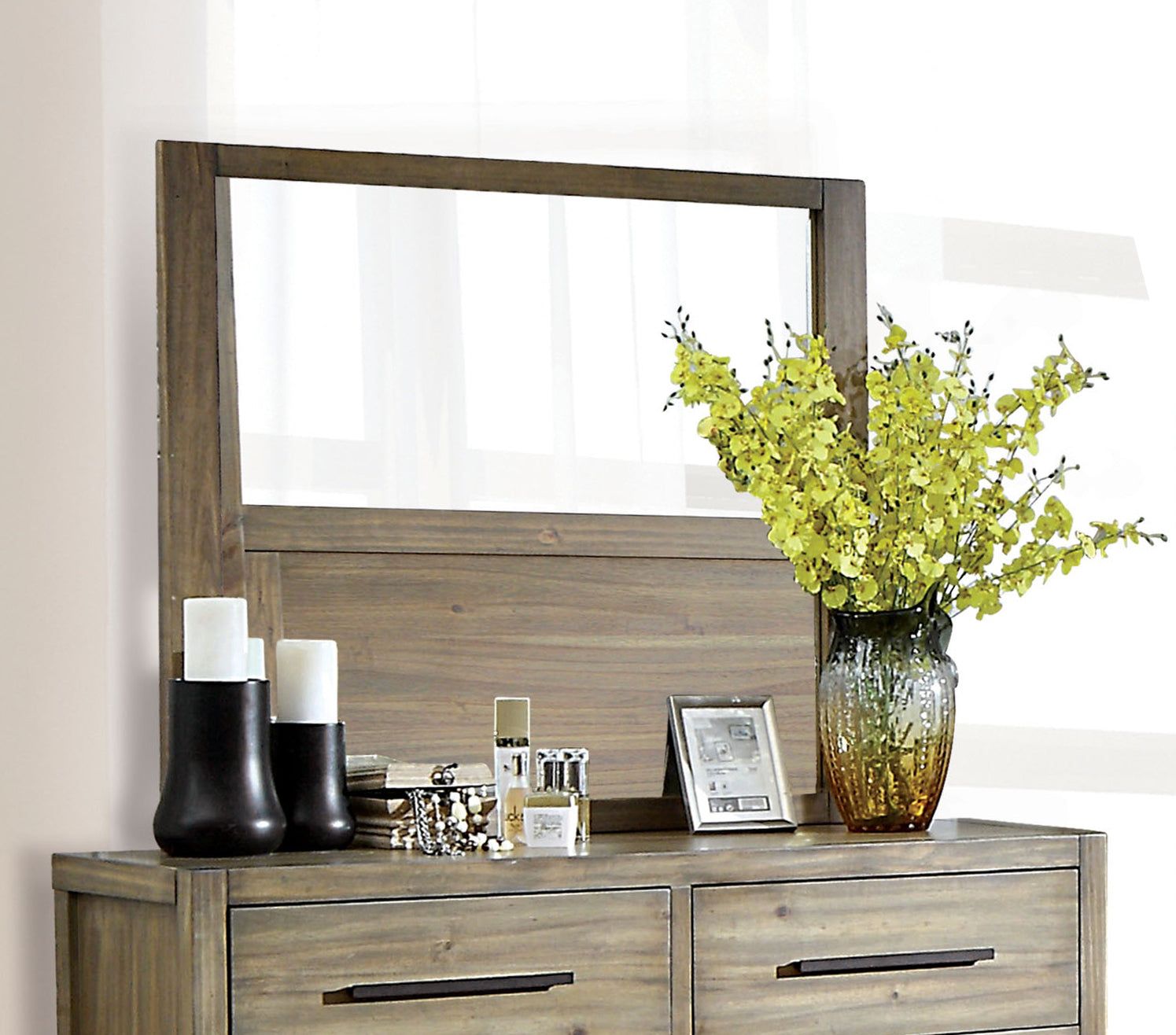 Lanta Contemporary Wood Framed Mirror