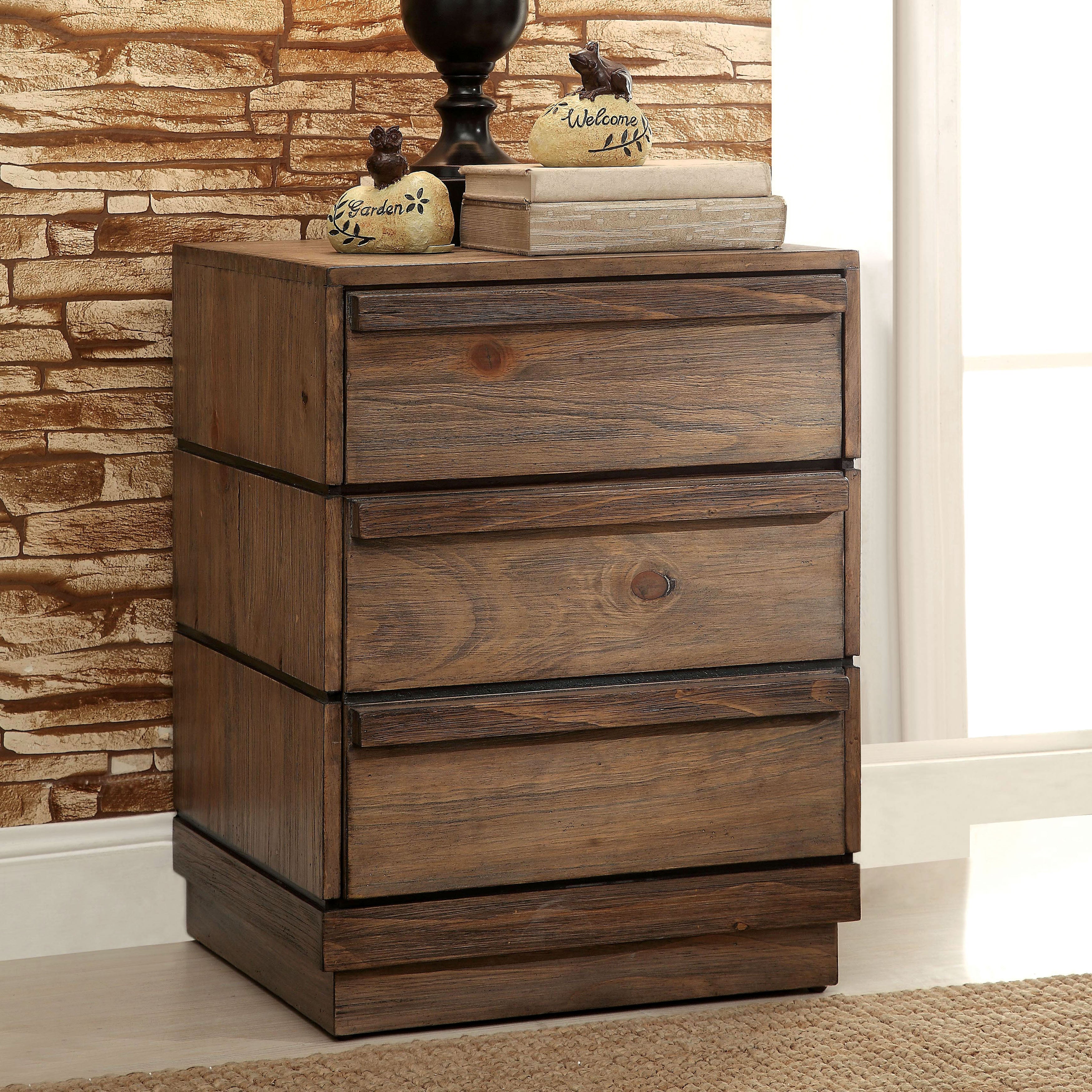 Kassan Rustic 3-Drawer Nightstand