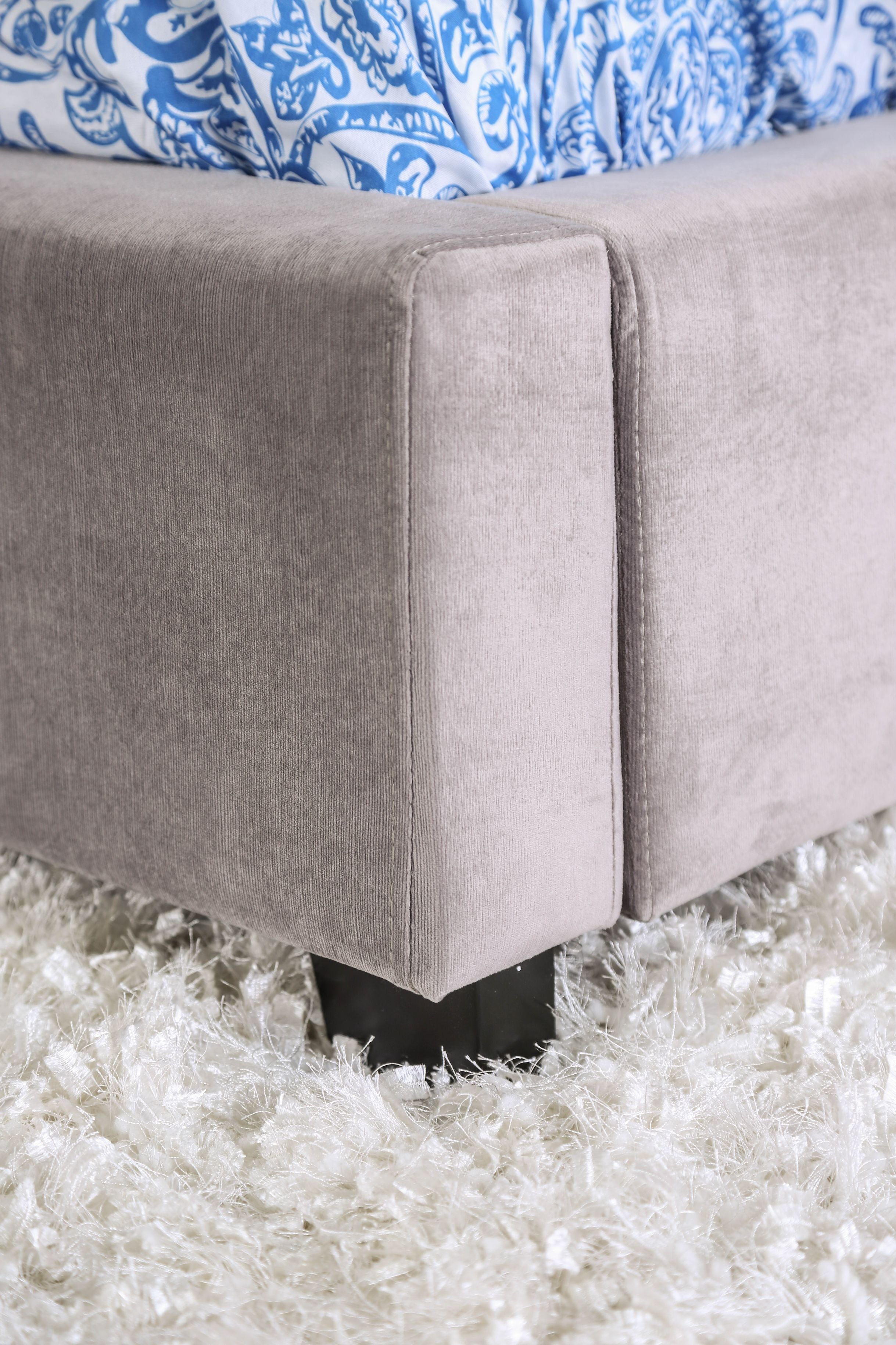 Kerch Transitional Queen Wingback Bed in Gray