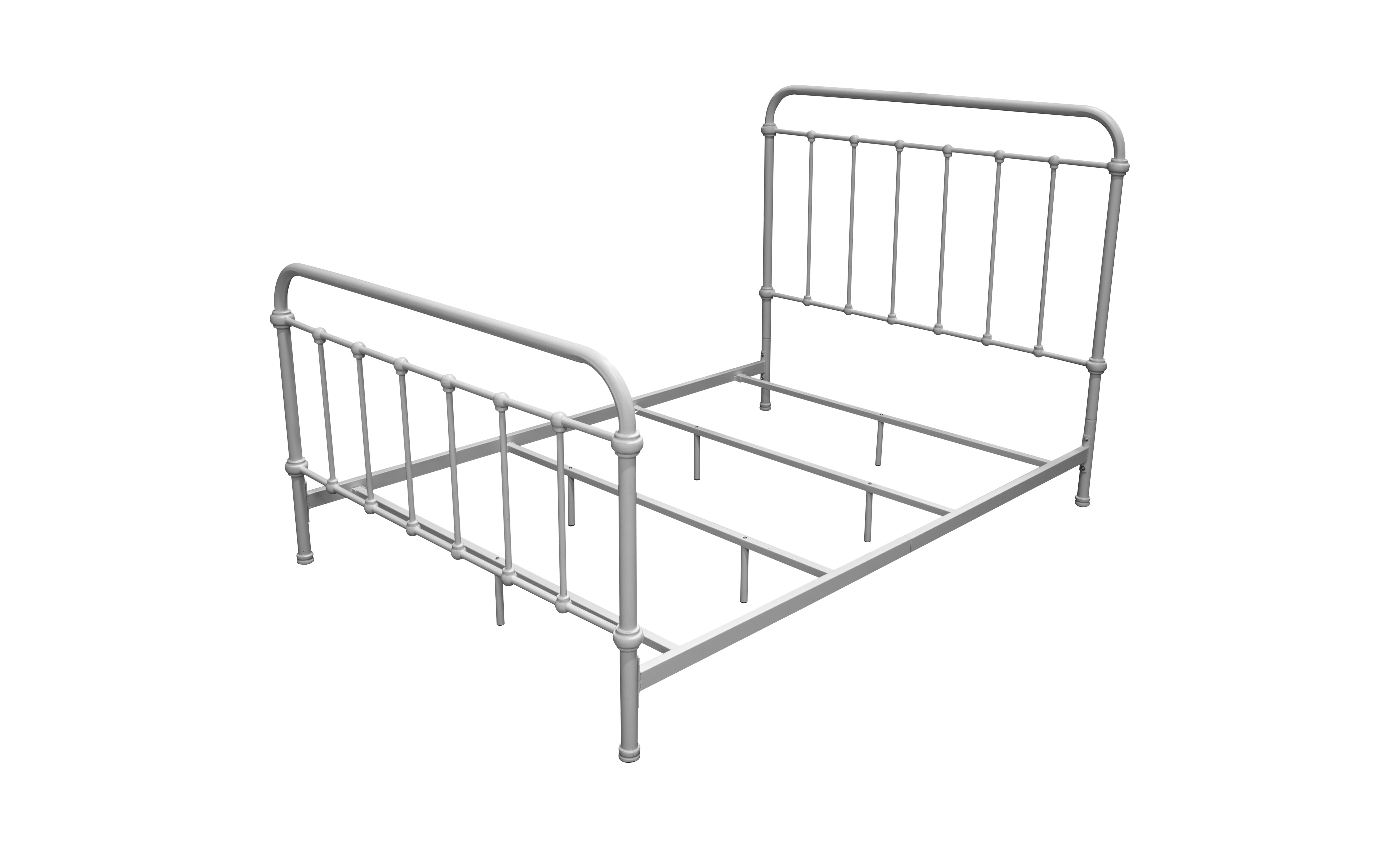Verdi Contemporary Metal California King Panel Bed in Vintage White