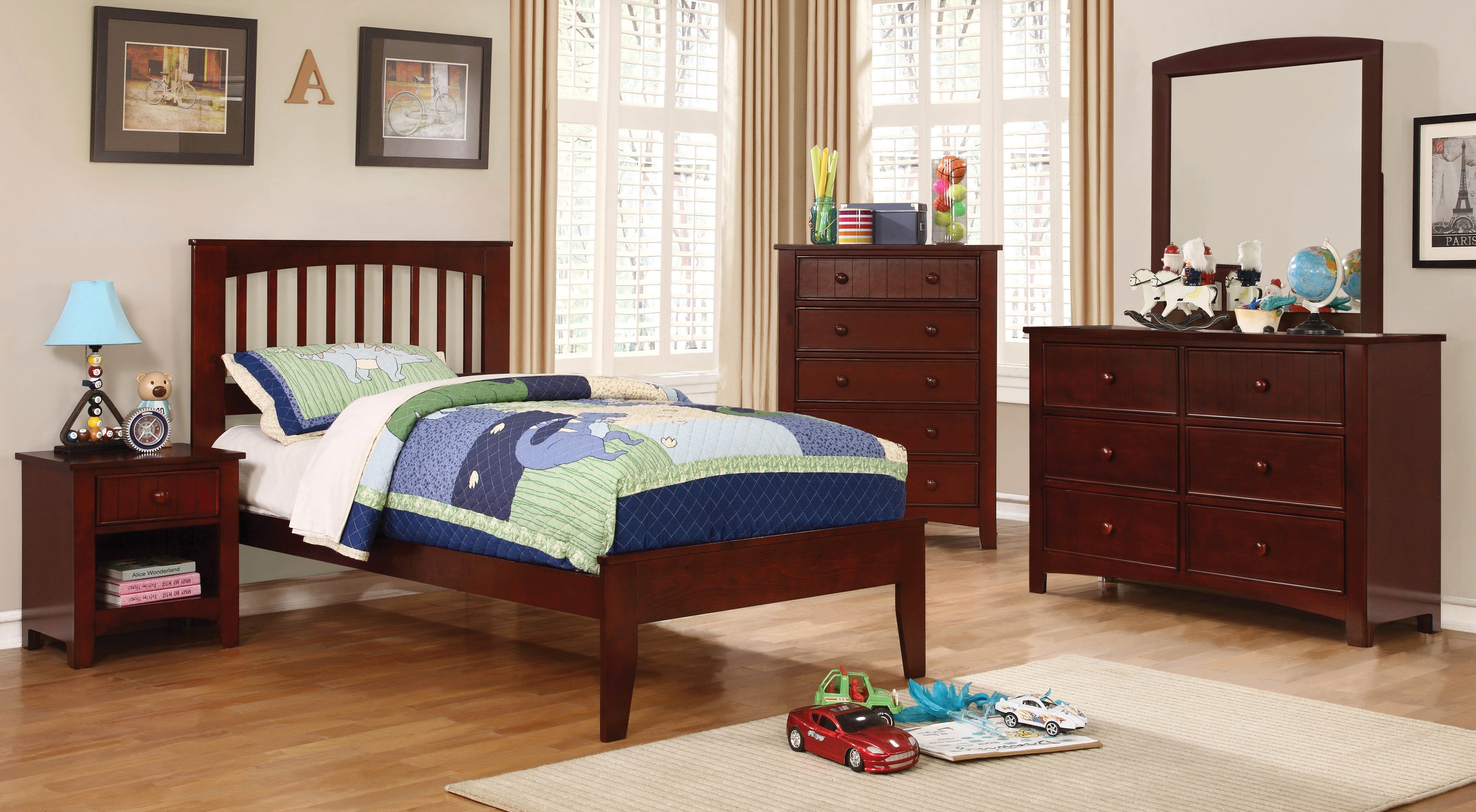Tammy Transitional Open Storage Nightstand in Cherry