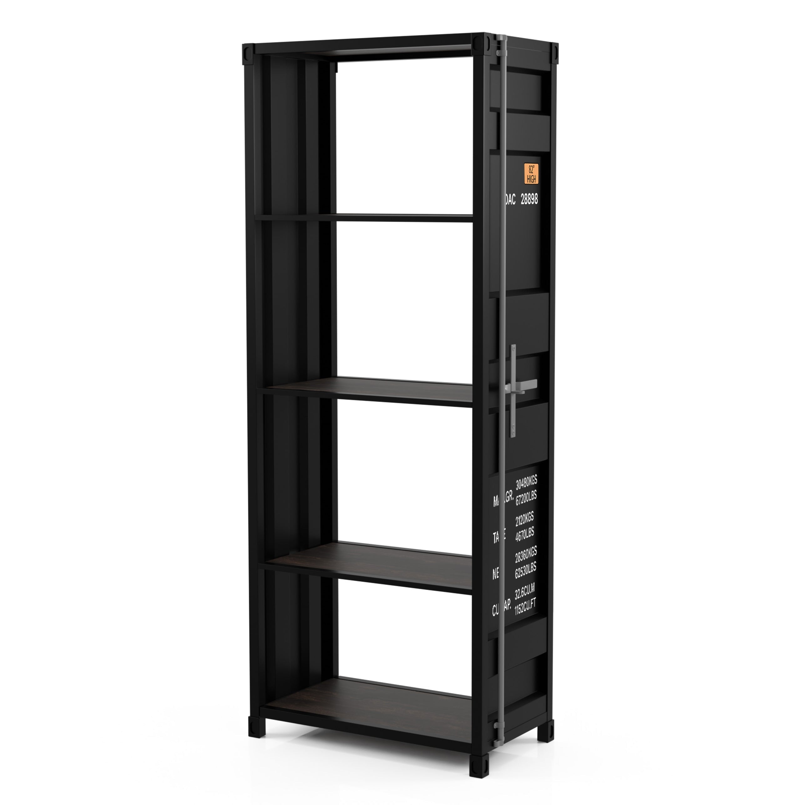 Mandom 4-Shelf Bookcase in Sand Black Powder Coating