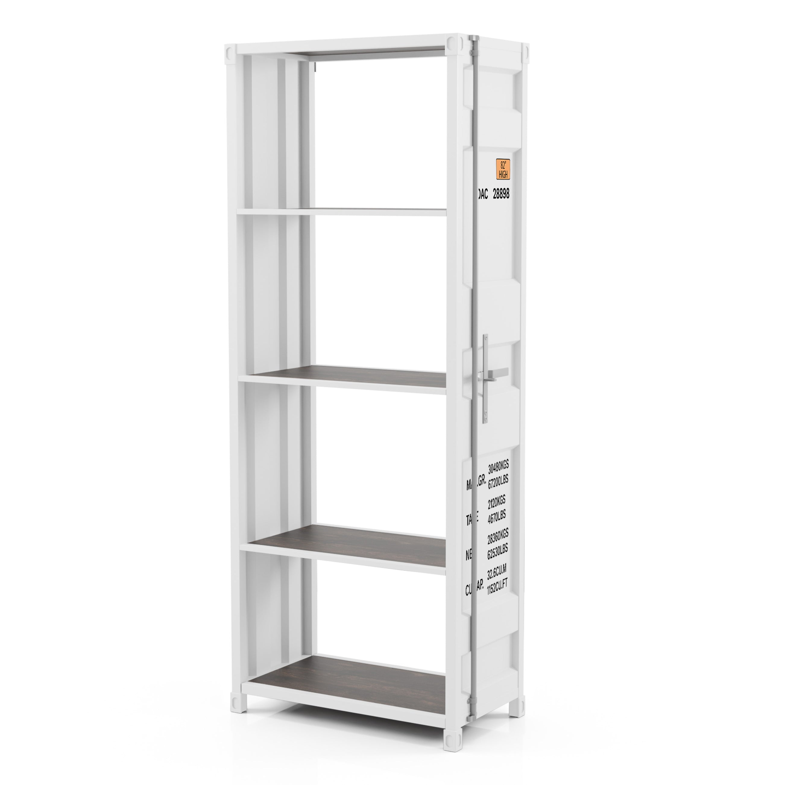 Mandom 4-Shelf Bookcase in Sand White Powder Coating